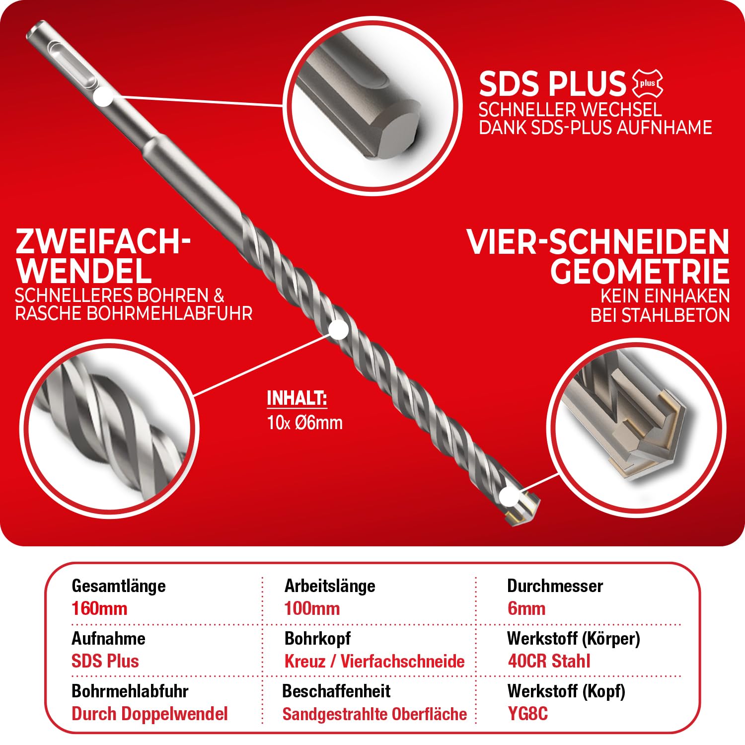 Thumbnail 2 de SCHWABENBACH Set Punte SDS Plus 6 mm x 160 mm