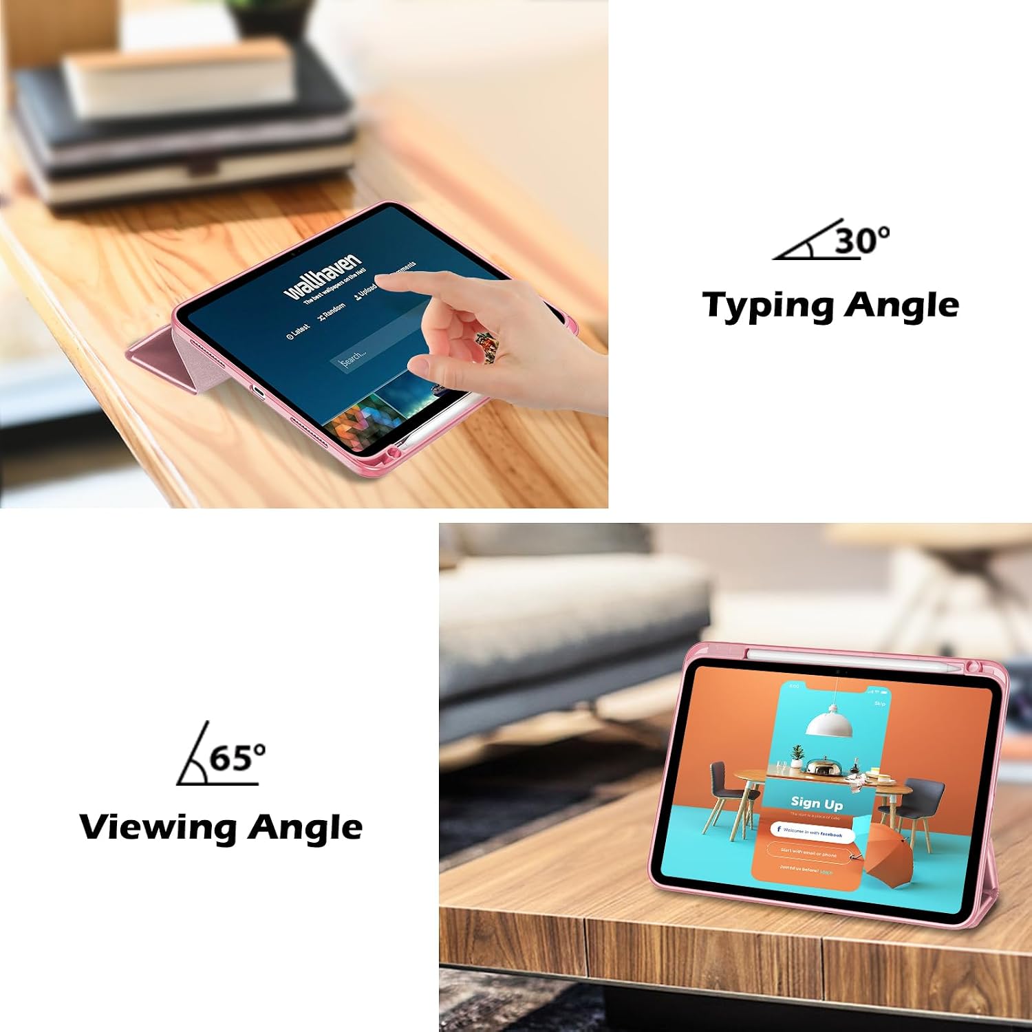 Thumbnail 5 de ProCase Schutzhülle für iPad 11 Zoll (A16, 2025) & iPad 10. Gen 10,9 Zoll (2022) – Smart Case mit Stifthalter, Lightpink