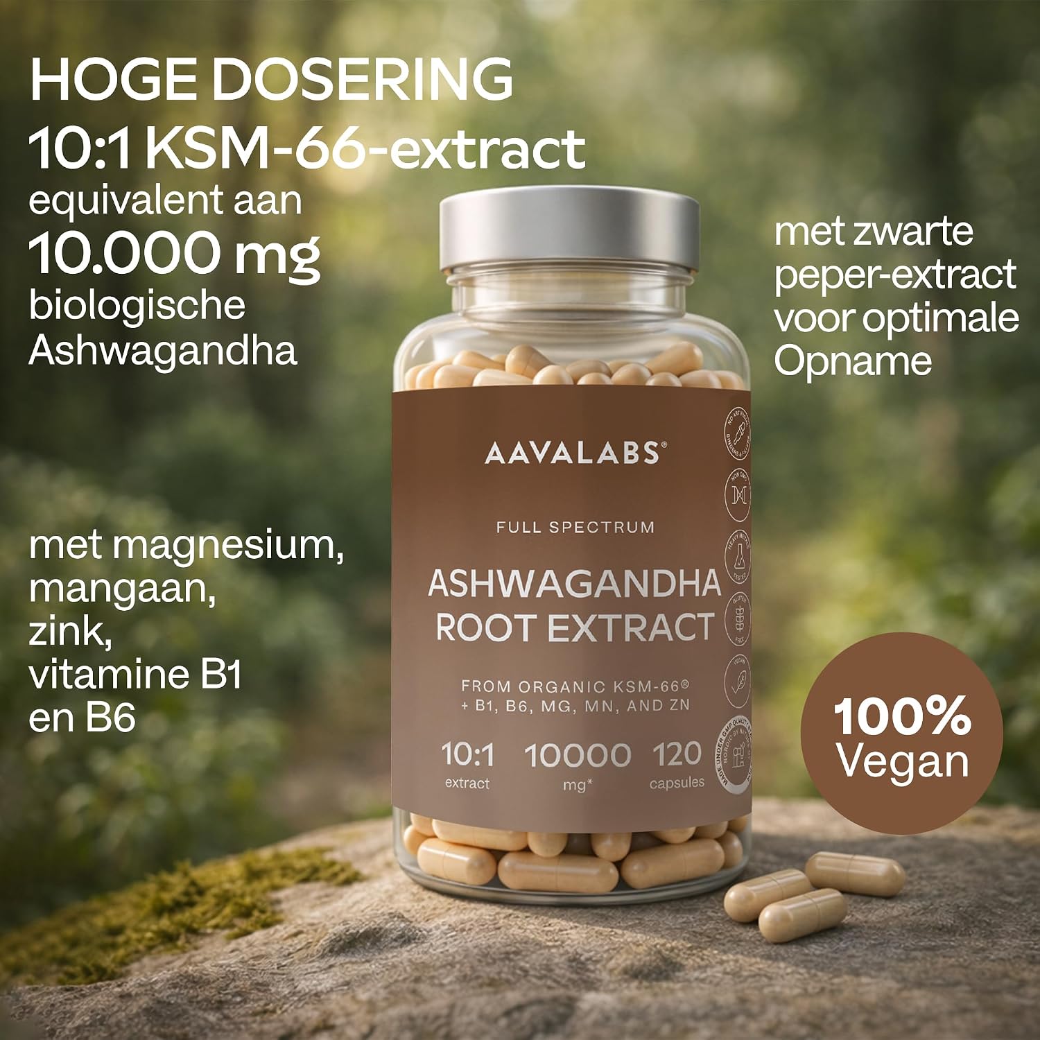 Thumbnail 1 de AAVALABS KSM-66 Ashwagandha, 1000 mg met zwarte peper en vitamines