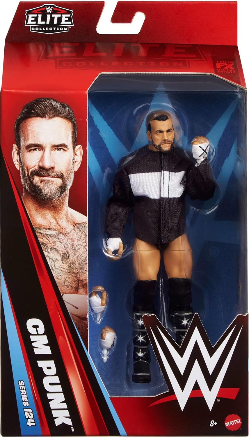 Detalle de Mattel WWE Elite Collection CM Punk (Series 124) – Action Figure da collezione, 25 punti articolazione
