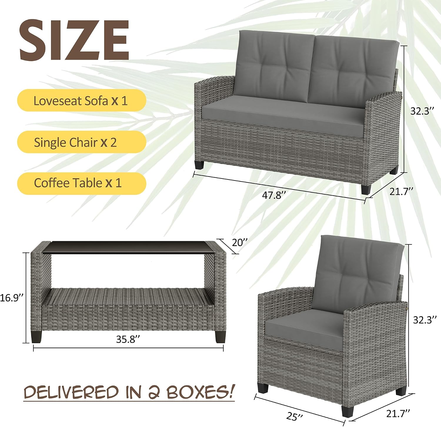 Detalle de Shintenchi Patio Furniture Set with Rattan