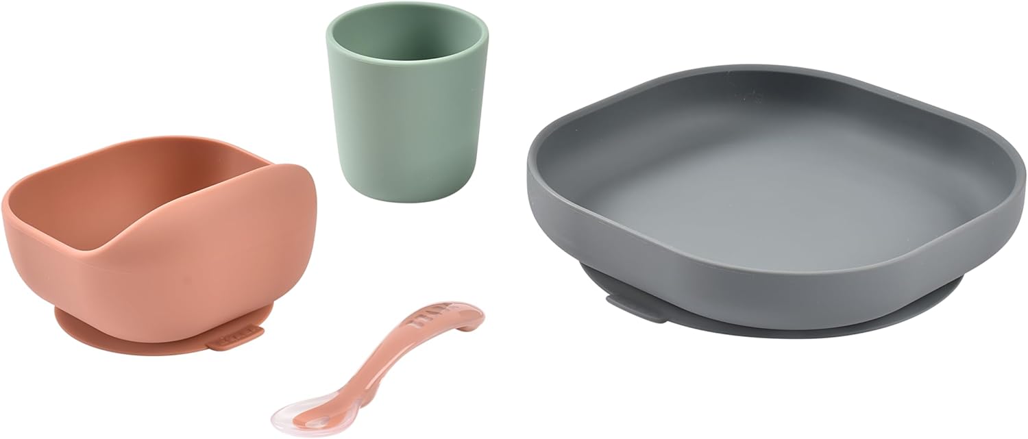 Thumbnail 1 de Béaba Set Vaisselle Silicone – 4 pièces (Assiette, Bol, Verre, Cuillère) avec ventouse