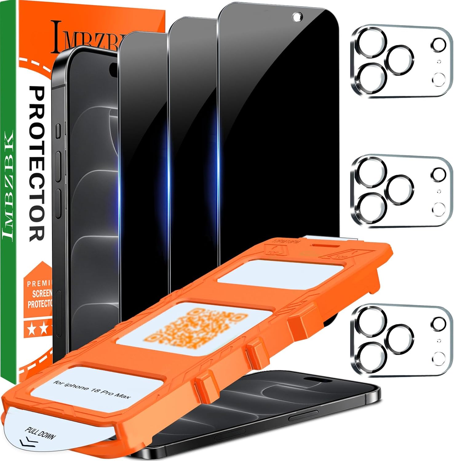 Detalle de IMBZBK pour 18 Pro Max Privacy Screen Protector, 24° Filter, 3+3 Pack