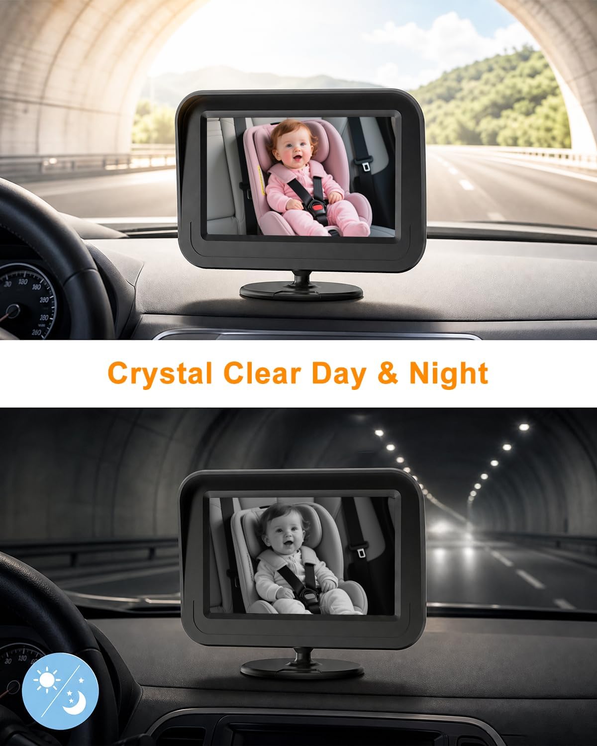 Detalle 2 de CUKIY 008 Baby Car Camera, 1080p Wired Monitor with 150° View