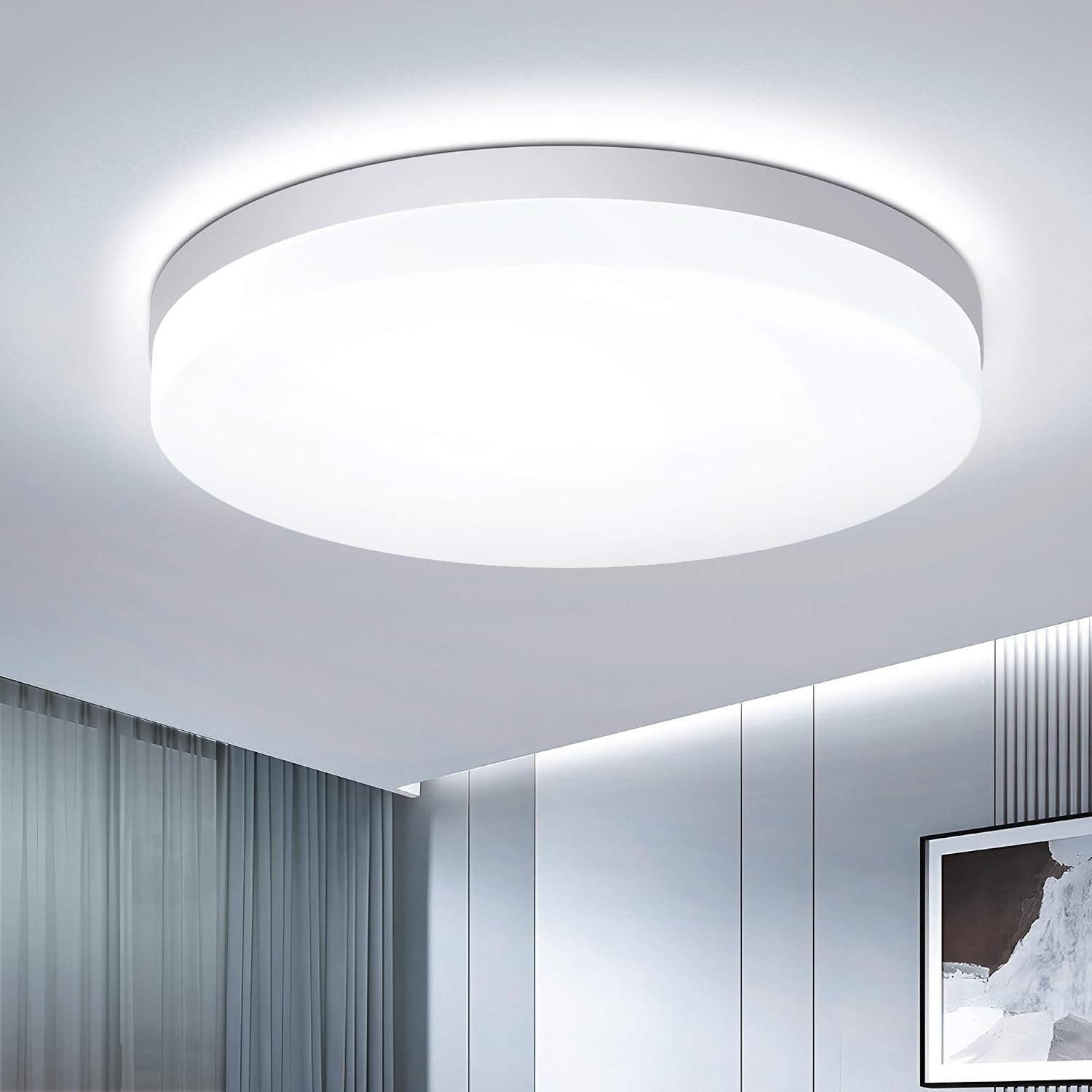 Detalle de EASY EAGLE LCLDBDYX30B ronde led-plafondlamp 48 W, 4.800 lm, IP44, Ø 30 cm