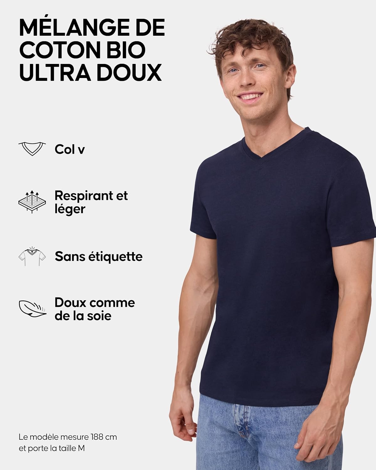 Detalle 2 de DANISH ENDURANCE T-Shirts Coton Bio Col V