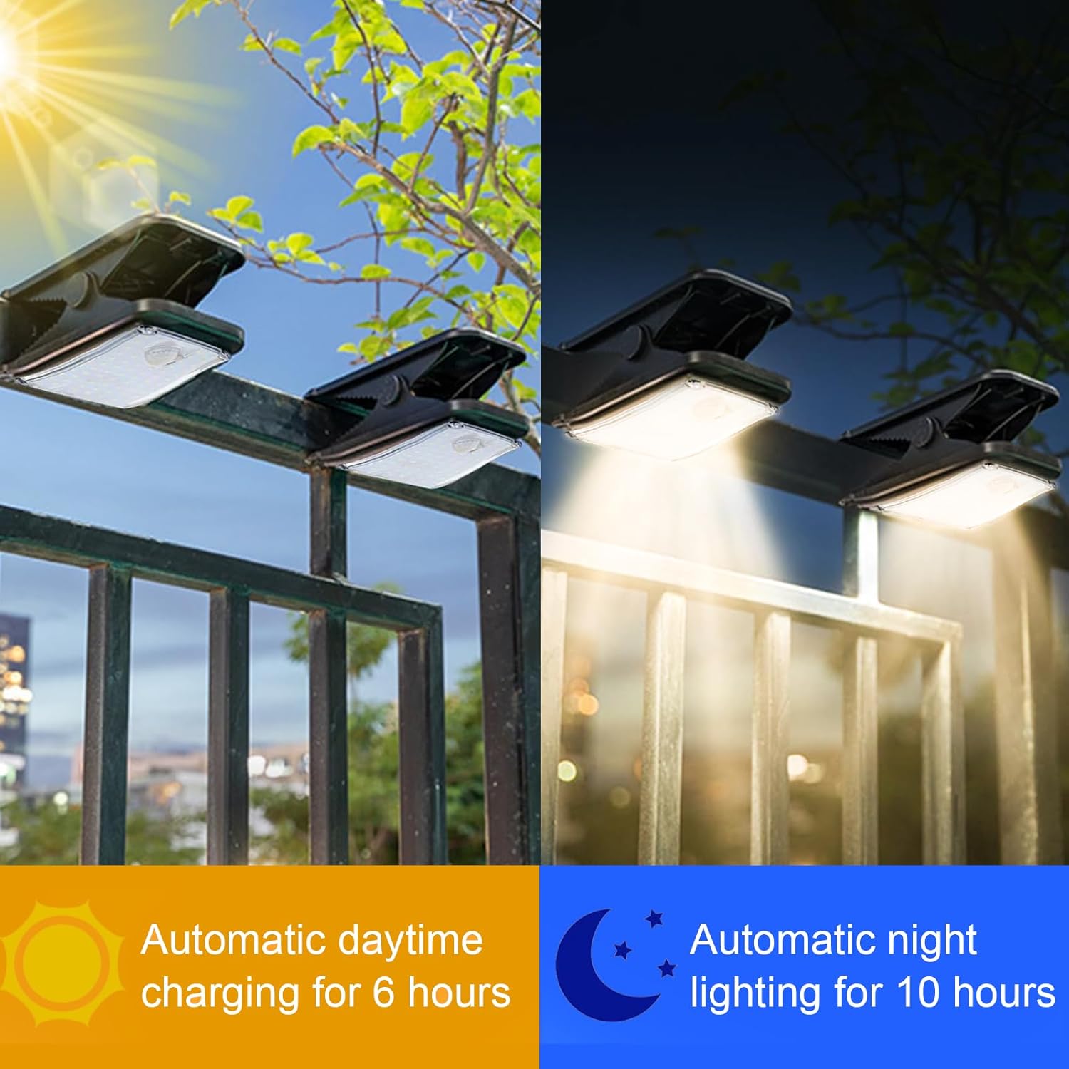 Thumbnail 1 de Clip On Solar Lights Outdoor 1500mAh: Warm LED Motion Sensor (2-Pack)