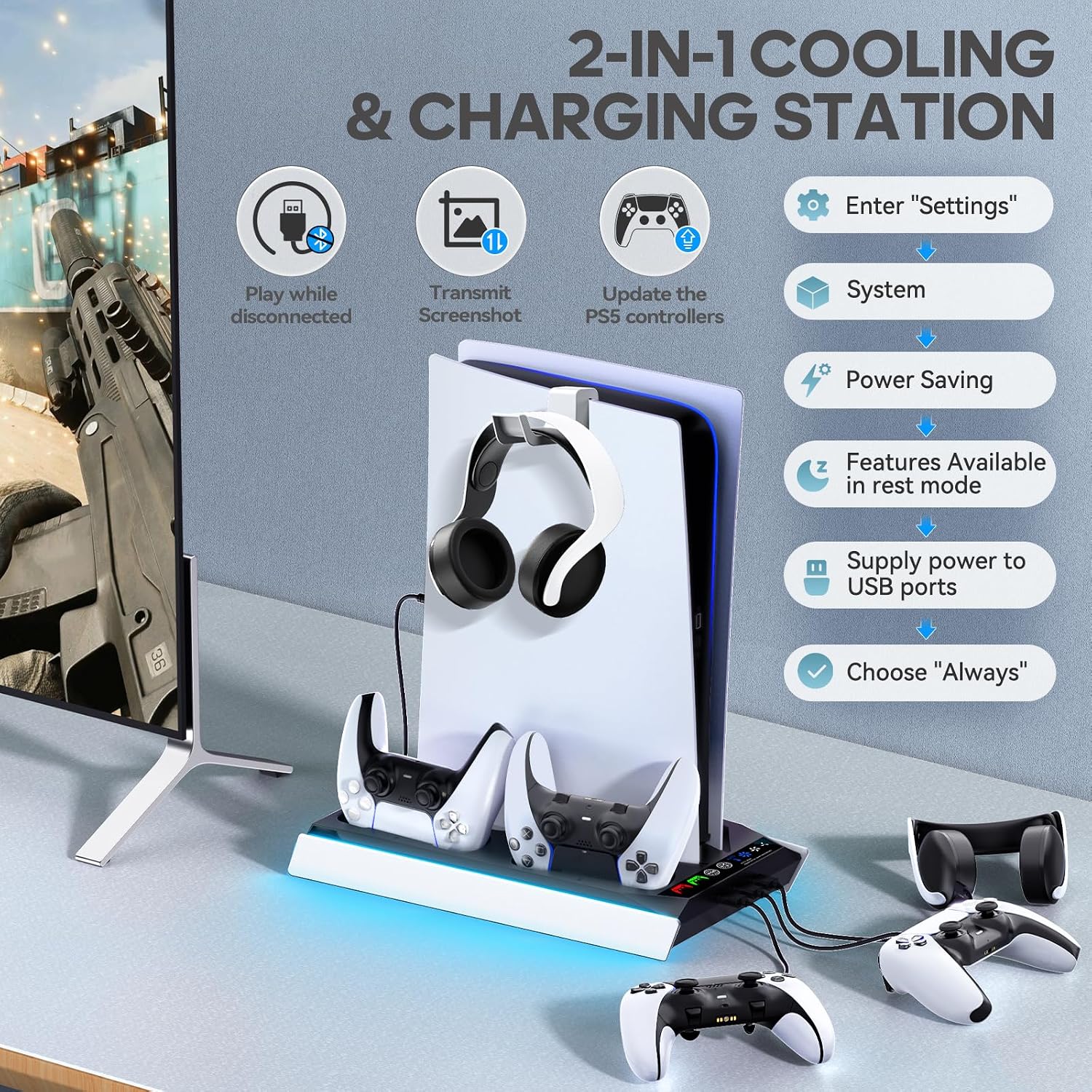 Thumbnail 6 de PS5 Cooling Stand with Auto Turbofan