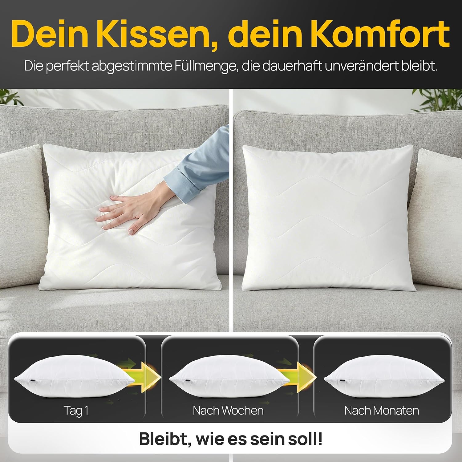 Thumbnail 2 de LILENO HOME Kopfkissen 40x40 im 2er-Set – 95 °C waschbar, Öko-Tex & Made in DE