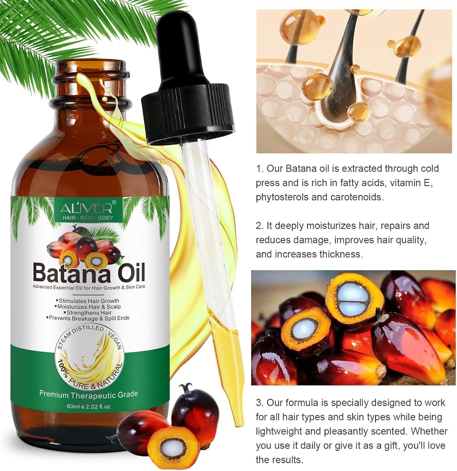Detalle de Olio Batana per Capelli e Corpo 60 ml: Batana Oil per crescita e idratazione