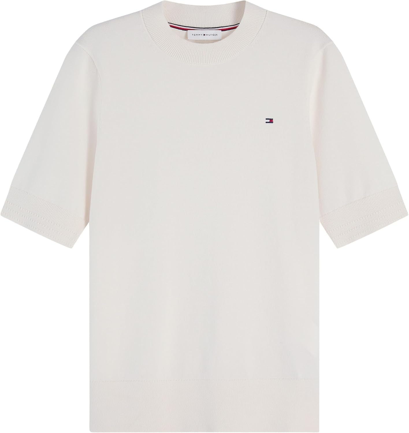 Detalle 2 de Tommy Hilfiger pullover donna in jersey fine (GG) a maniche corte Ww0ww49705