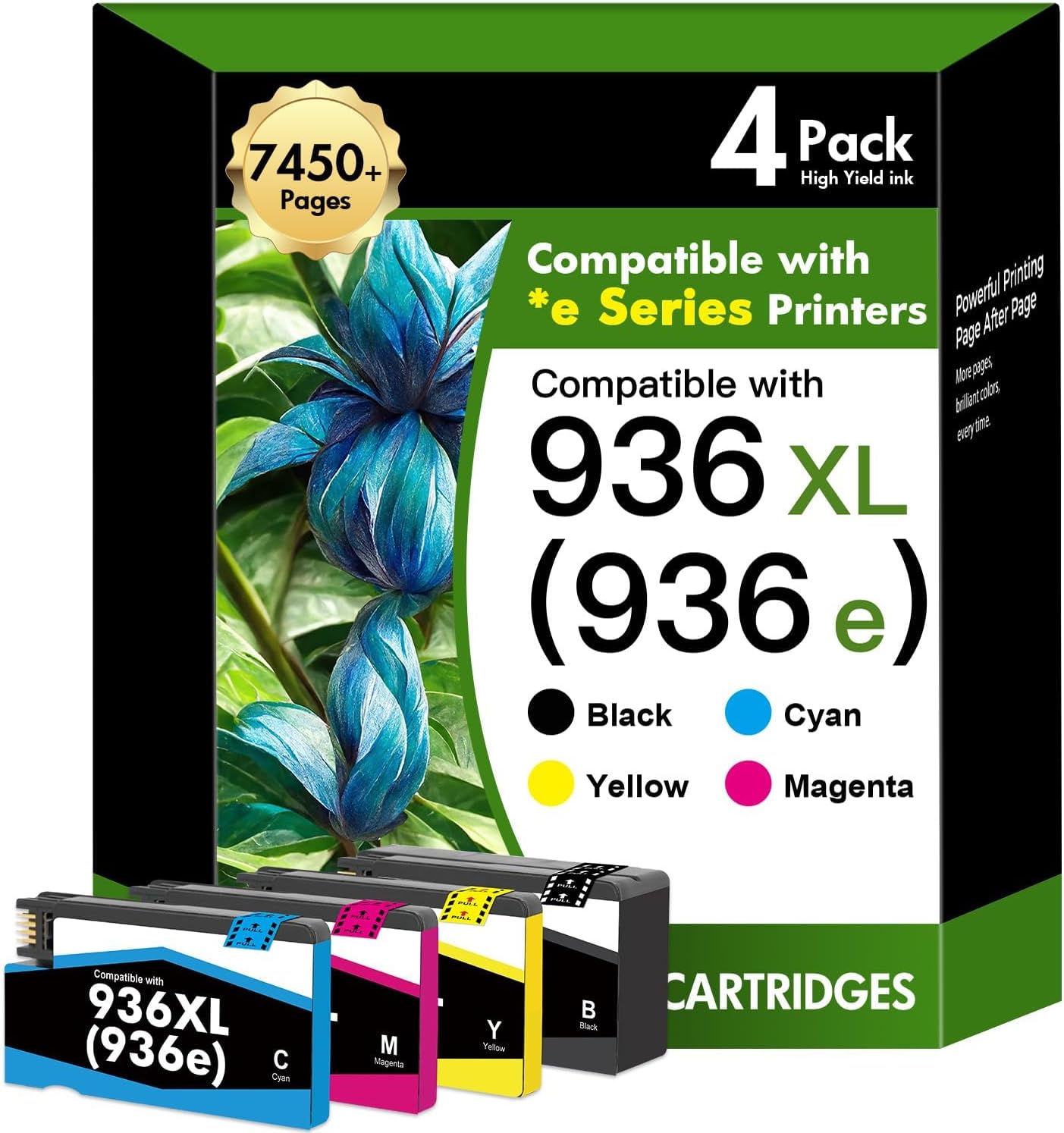 Detalle de inkalfa 936XL 9110 Ink Cartridge Combo Pack, Black and Color, 4-Pack