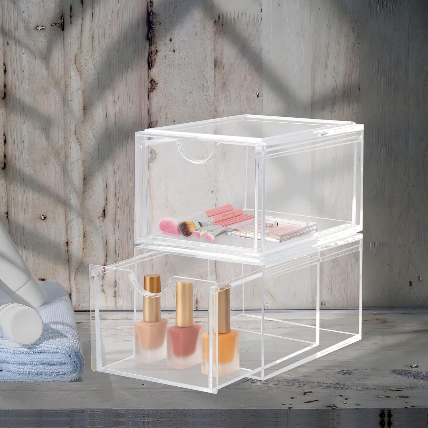 Thumbnail 4 de ECOSEAO Stackable Cosmetic Organizer Drawers – Clear Acrylic, 2-Pack