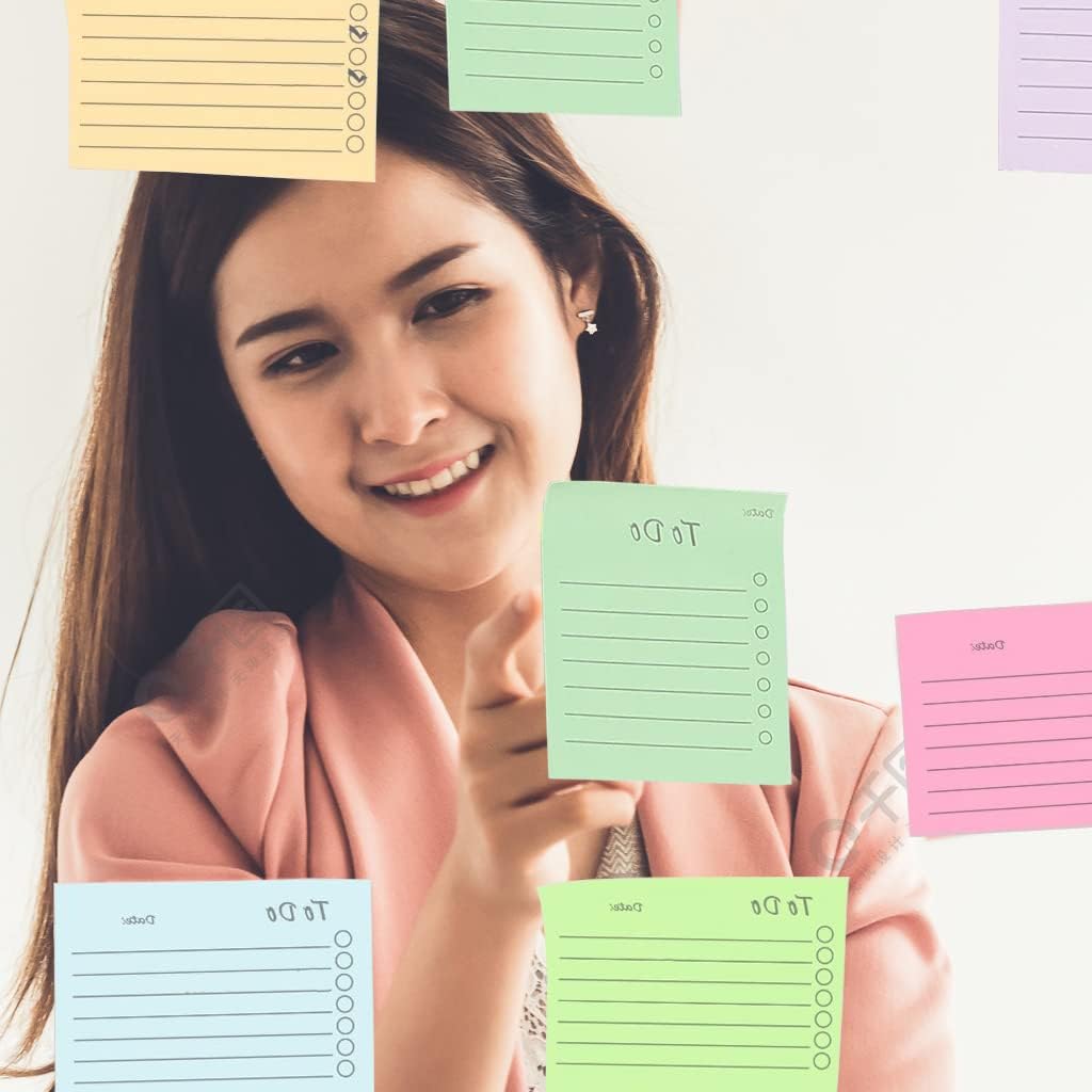 Detalle de Newplenty To Do Lijst zelfklevende notitieblokken, gelinieerd en in 8 kleuren