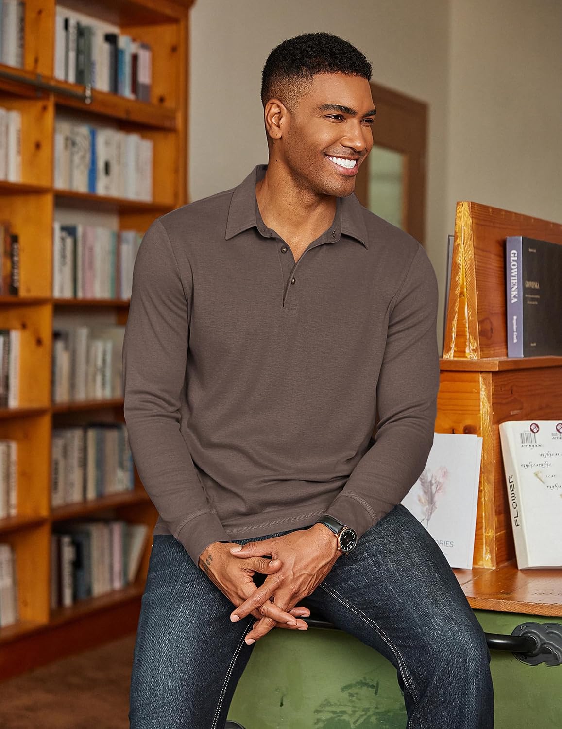 Thumbnail 6 de COOFANDY Men's Long-Sleeve Polo Shirt