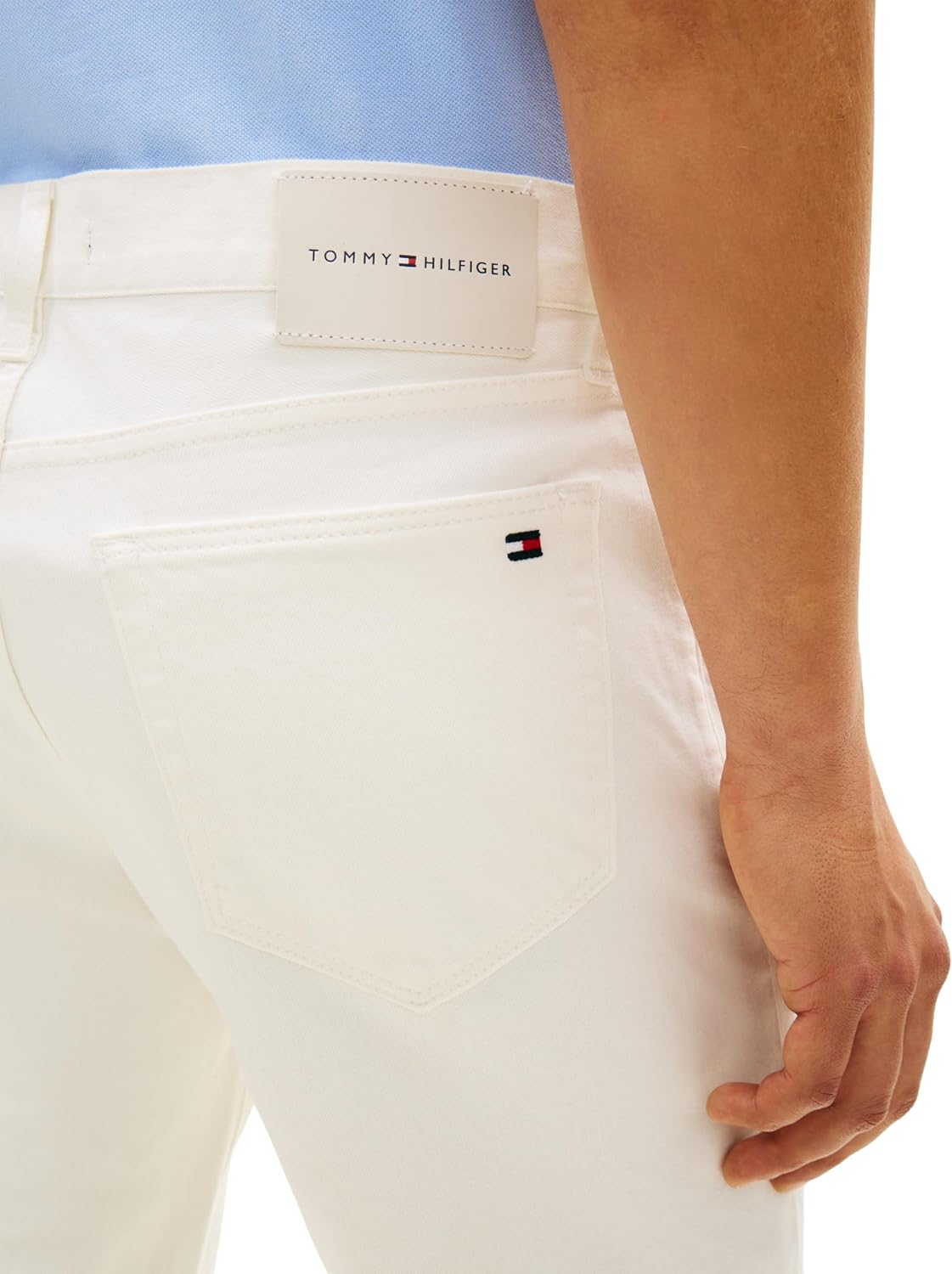 Detalle de Tommy Hilfiger Slim Straight Denton White – Dritto Uomo