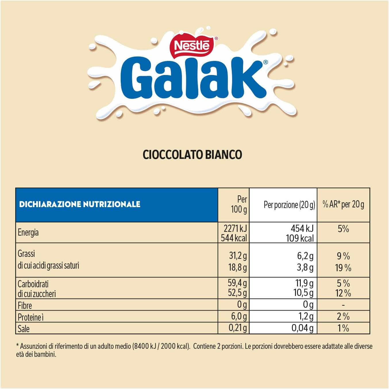 Detalle de GALAK Barretta Cioccolato Bianco 36 x 40 g – Snack goloso e senza glutine