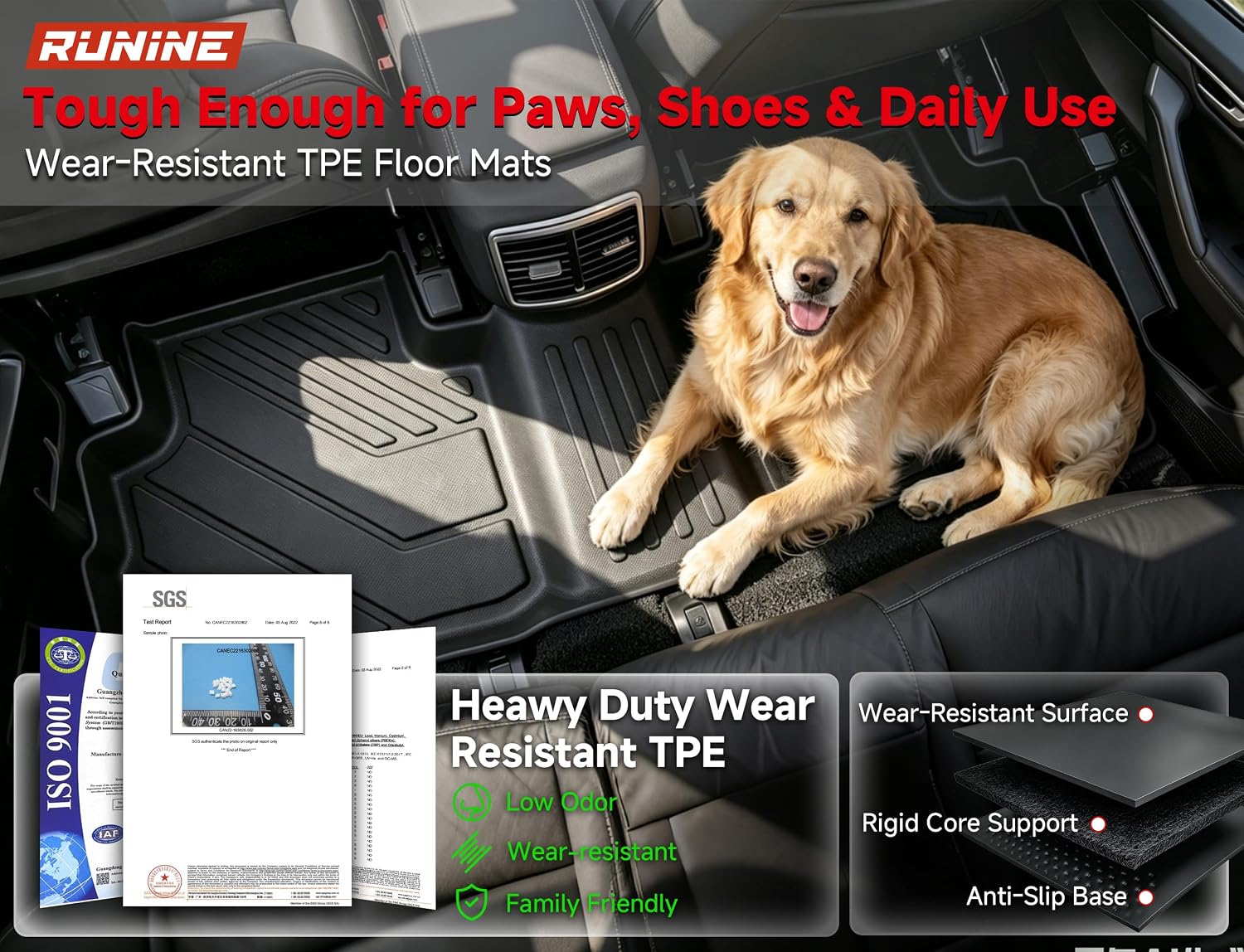 Detalle 2 de Runine Custom Floor Mats for Kia Sportage 2023–2026 (Not for Hybrid) — All-Weather Protection Set