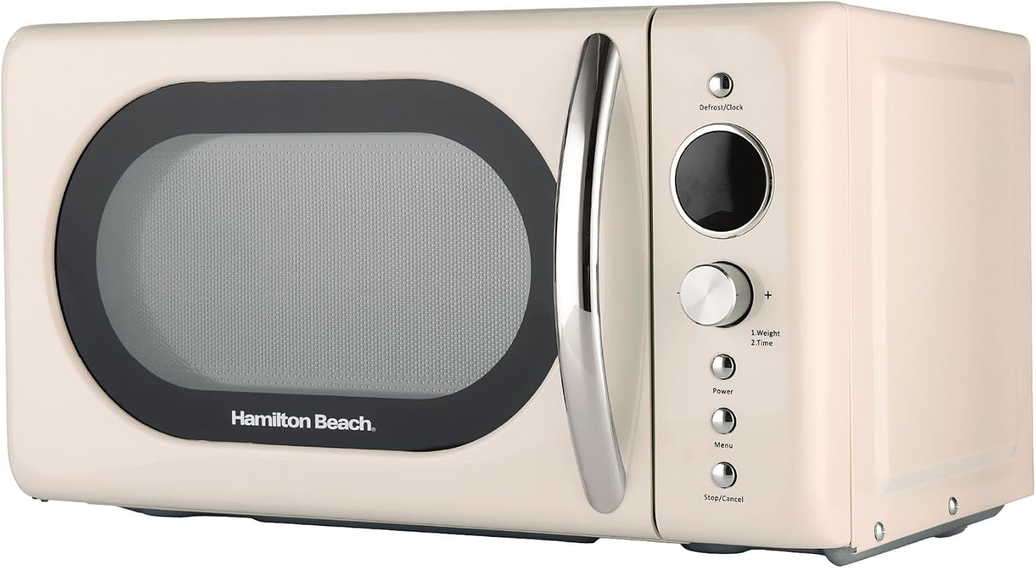 Detalle de Hamilton Beach 20L Retro Microwave HB70H20C, Cream – compact, 8 presets and 700W