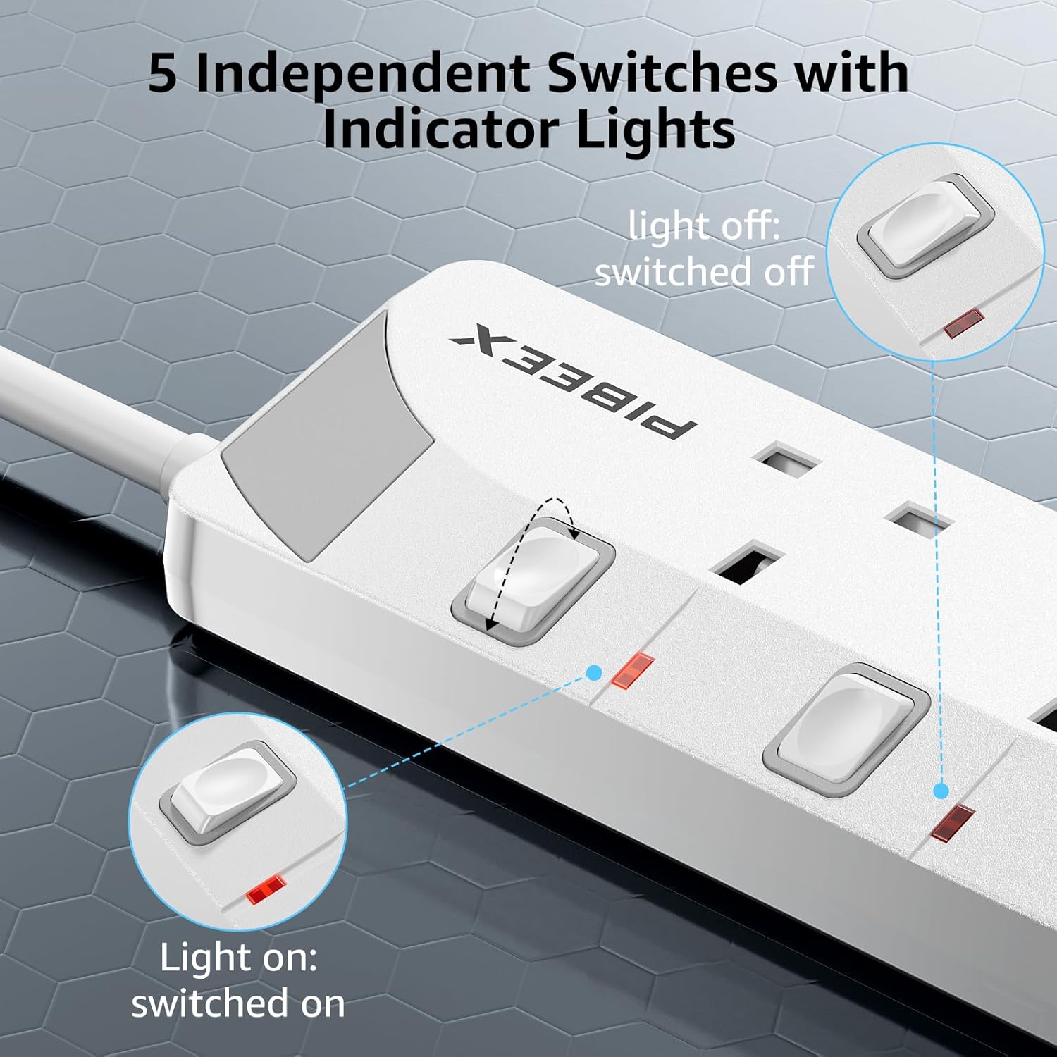 Thumbnail 3 de 10m Extension Lead with USB‑C (20W PD) and 4 Way Multi‑Plug – 13A Fused UK Plug with Individual Switches