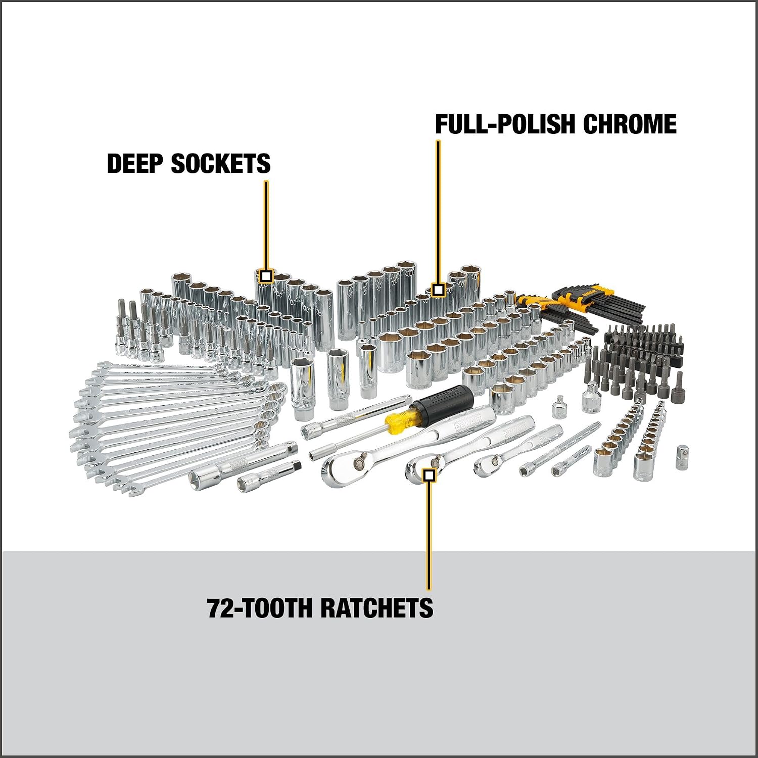 Detalle de DEWALT DWMT81535 247-Piece Mechanics Tool Set with 72-Tooth Ratchets
