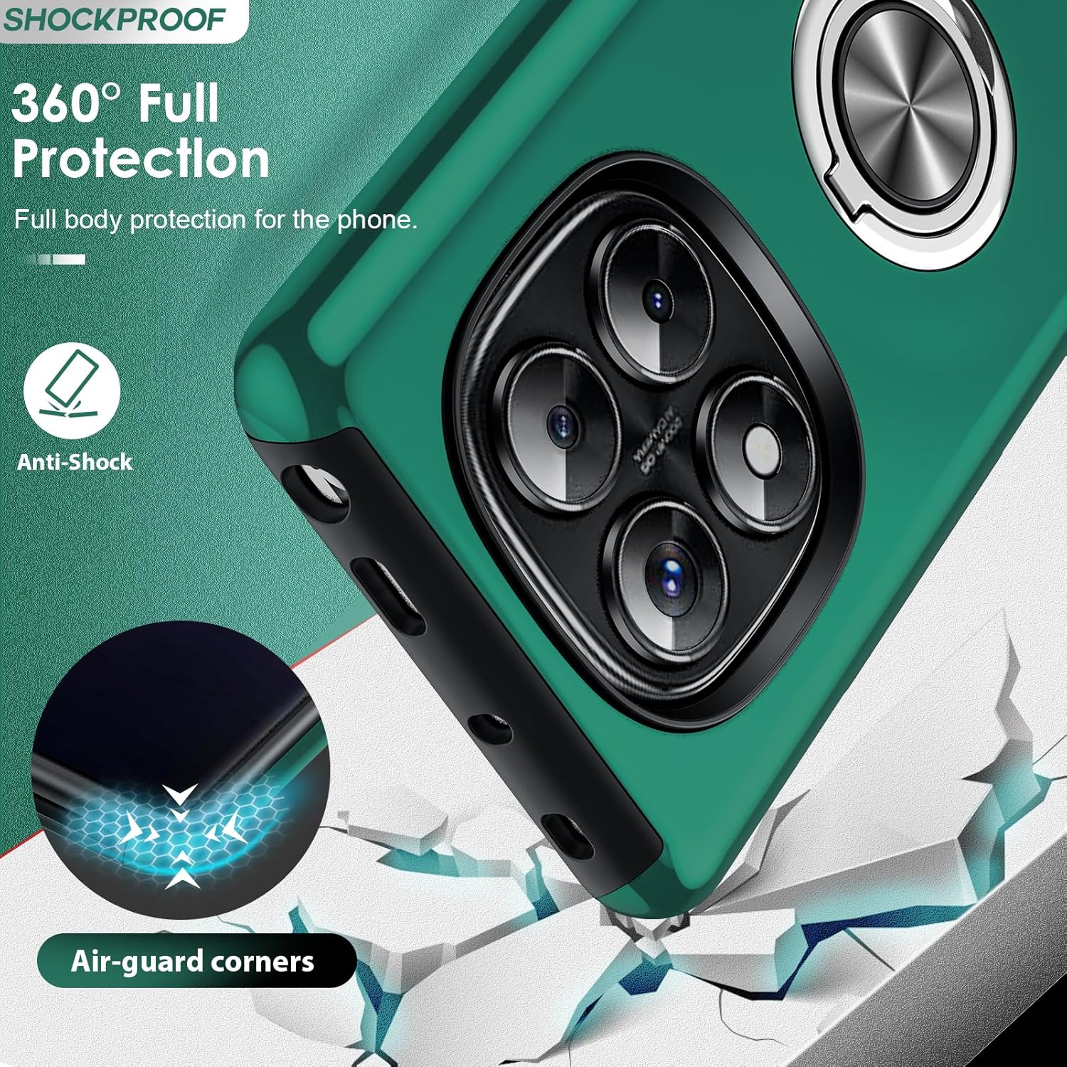 Detalle de Coque LeYi pour Xiaomi Redmi Note 14 Pro 5G / 4G et Note 14 Pro Plus 5G — TPU/PC, anneau invisible