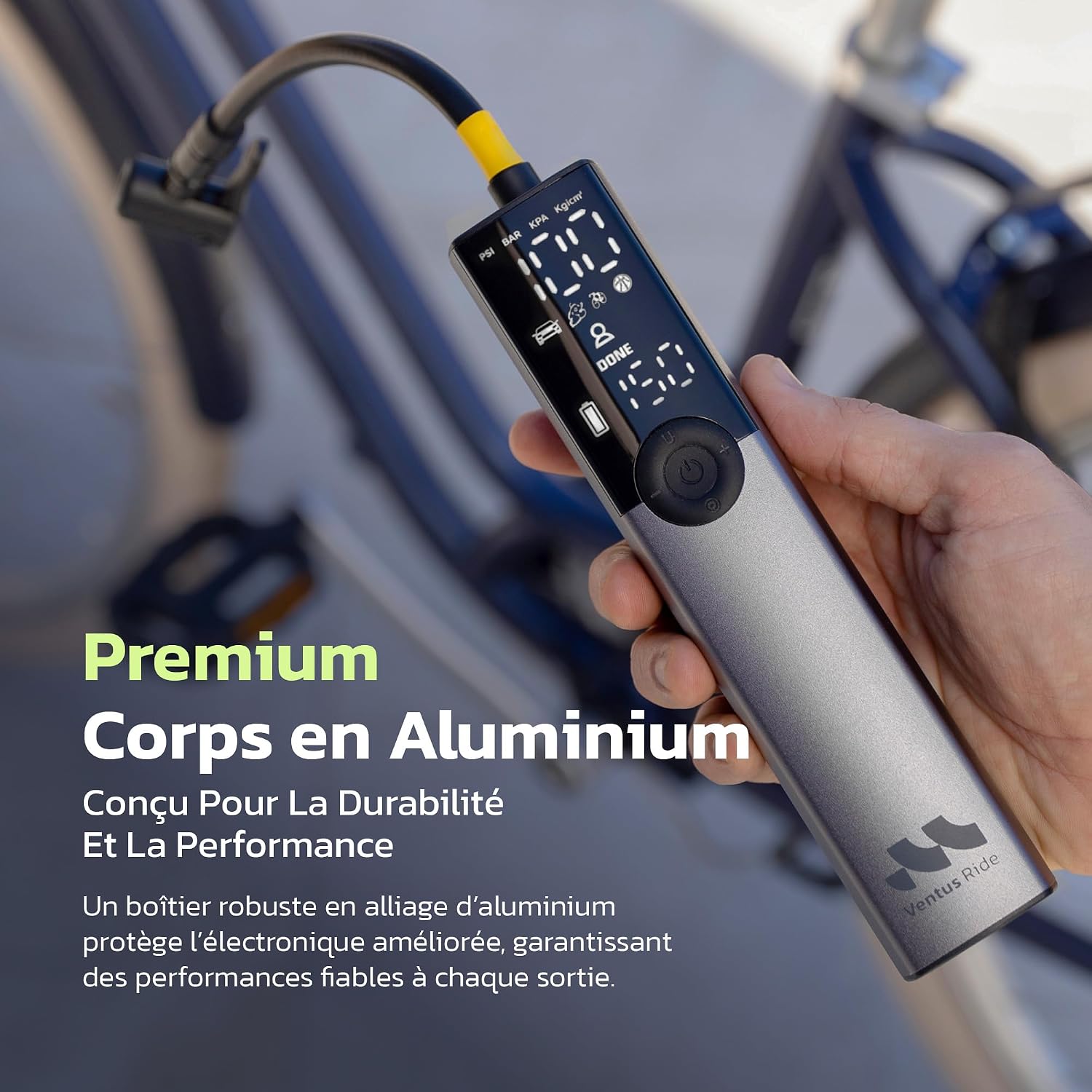 Detalle 2 de Woowind Ventus Ride BP188G elektrische fietspomp, 10,3 bar en USB-C