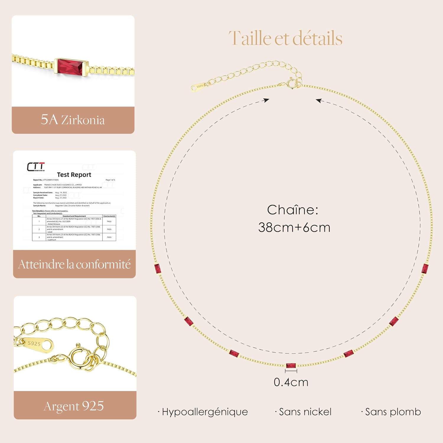 Thumbnail 3 de LOUISA SECRET Collier femme 925 argent sterling et finitions plaqué or avec 12 pierres multicolores