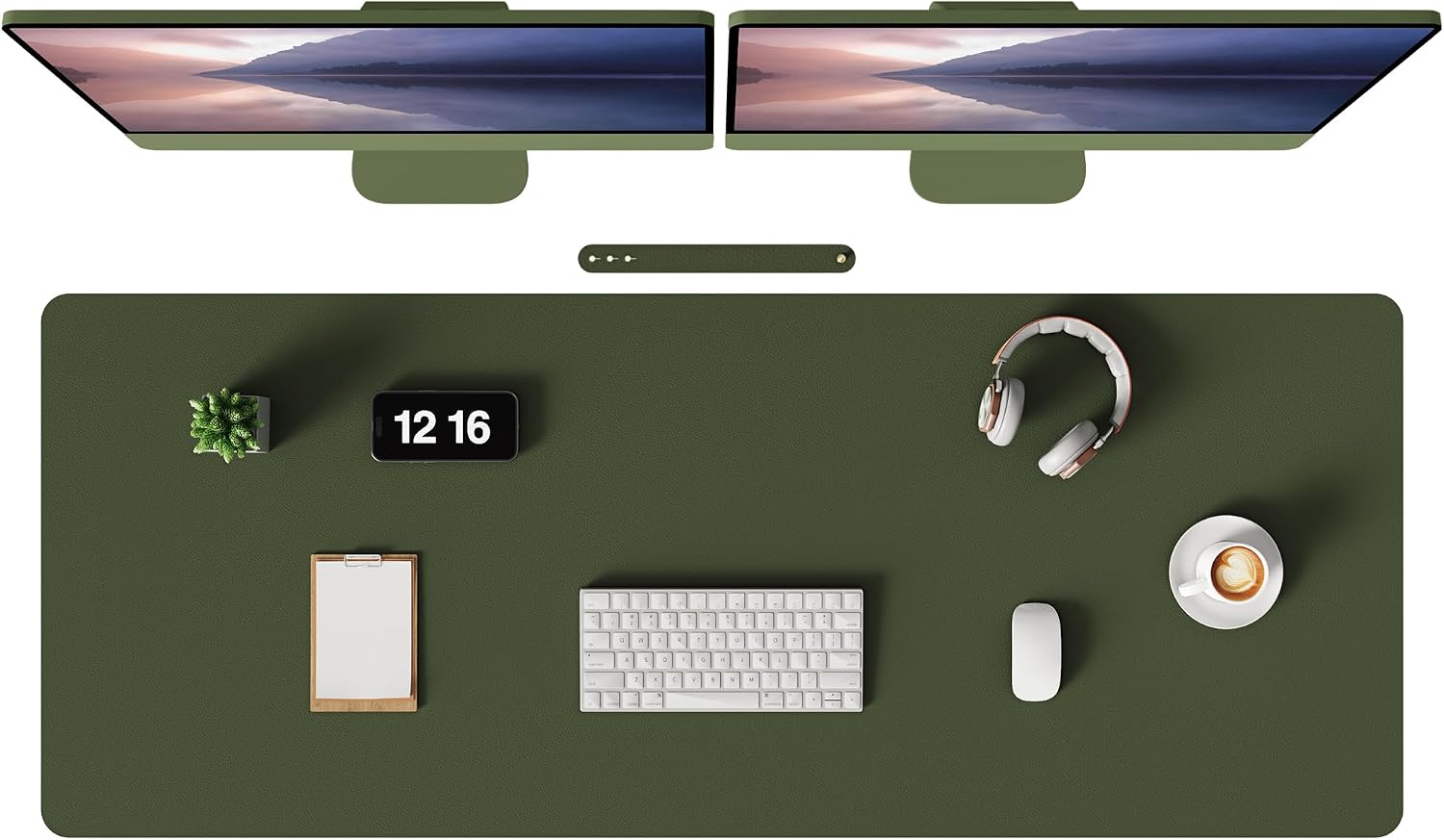 Detalle de MOLMO Non-Slip Desk Mat (Dark Green) – Waterproof desk pad & large mouse pad, 120 x 43 cm