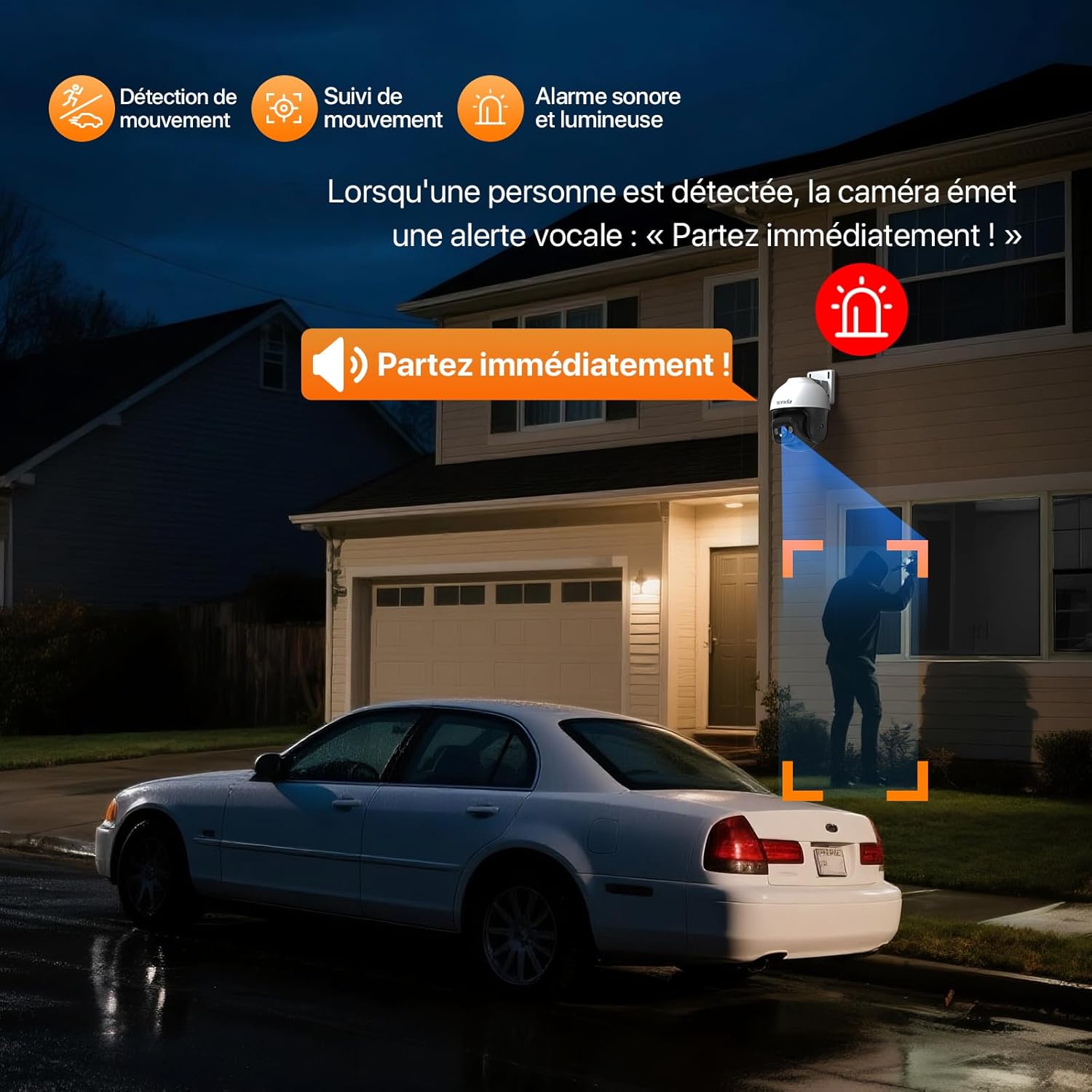 Thumbnail 6 de Tenda CH3-360° Caméra Surveillance Extérieure WiFi 3MP avec Vision Nocturne couleur et Détection AI