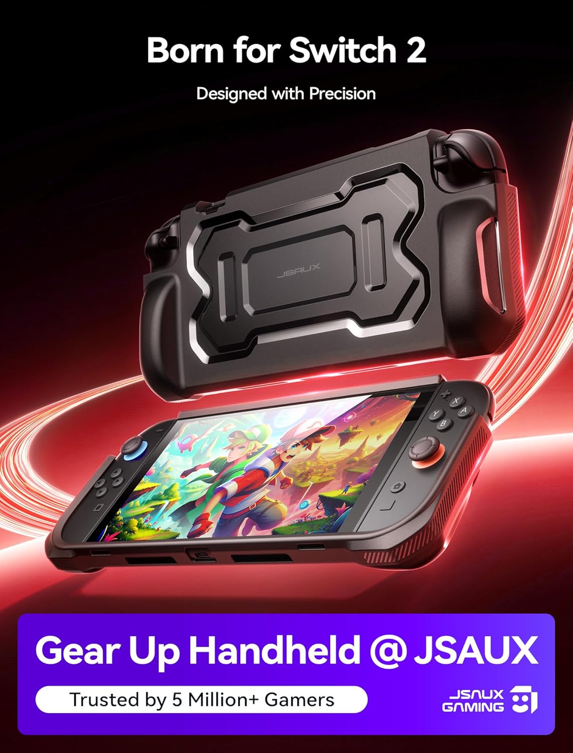 Thumbnail 1 de Coque de protection JSAUX pour Switch 2 2025 — housse TPU portable avec grip (noir)