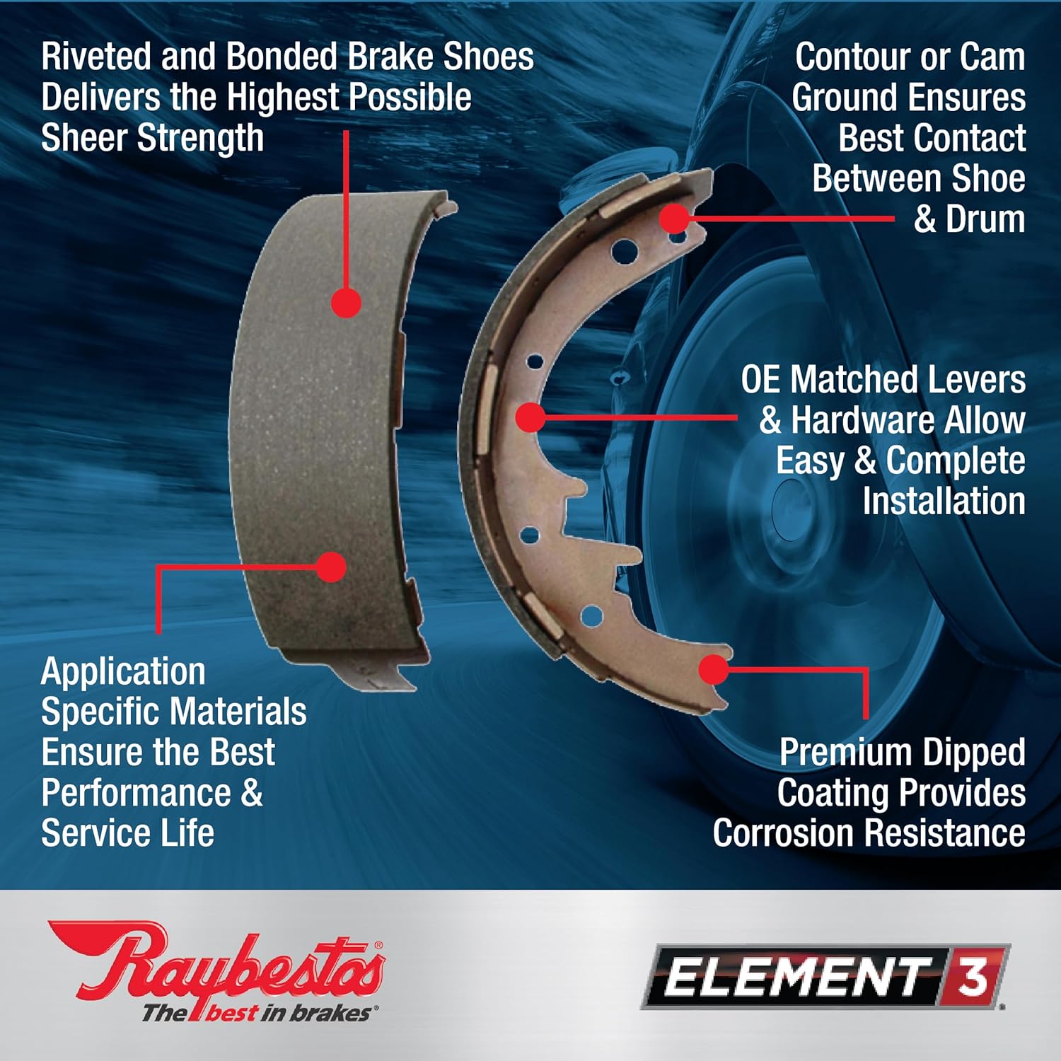 Detalle 2 de Raybestos 141PG Drum Brake Shoe Set