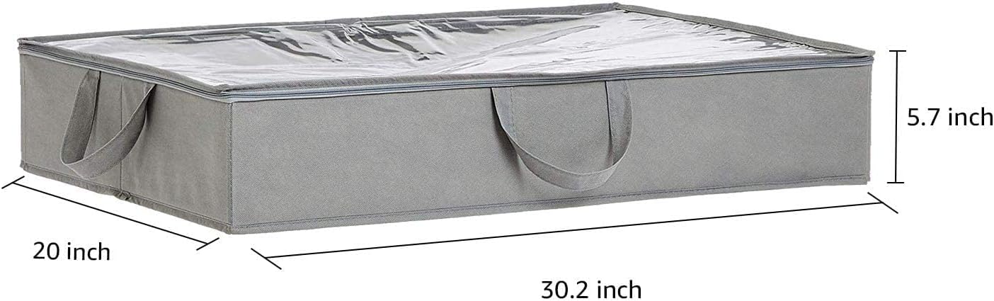 Detalle de Amazonベーシック ベッド下収納ケース 2個セット 透明トップ・ファスナー・ハンドル付き