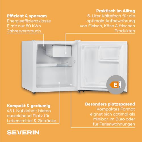 Detalle de SEVERIN Kühlbox KB 8884 – 50 L, leise, Kältefach, Türanschlag wechselbar, 44,5 cm Breite, weiß