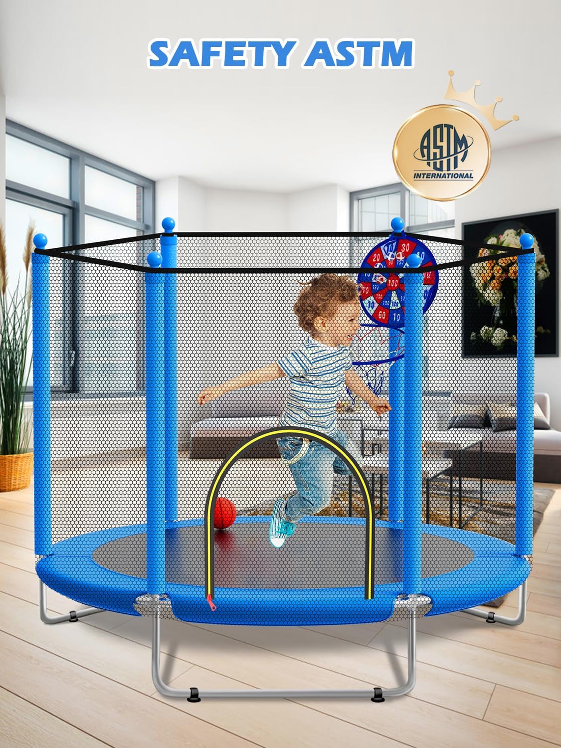 Detalle 2 de BLUERISE 60" Kids Trampoline with Hoop 60"