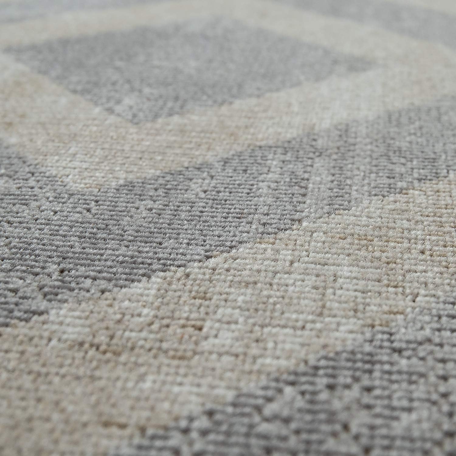 Detalle 2 de Paco Home Moderner Outdoor Teppich Grau-Weiß 60x100 cm – Geometrisches Rauten-Muster, Wetterfest & Pflegeleicht