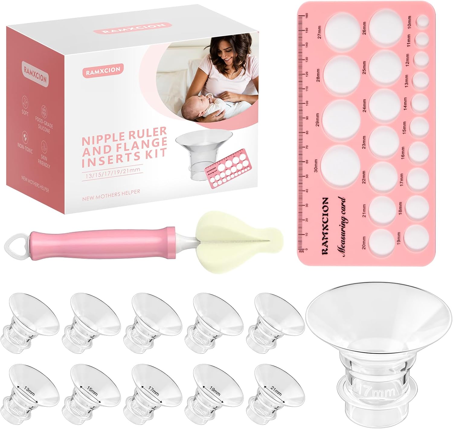 Detalle de RAMXCION Nipple Rulers 10PCS Flange Inserts 13–21mm