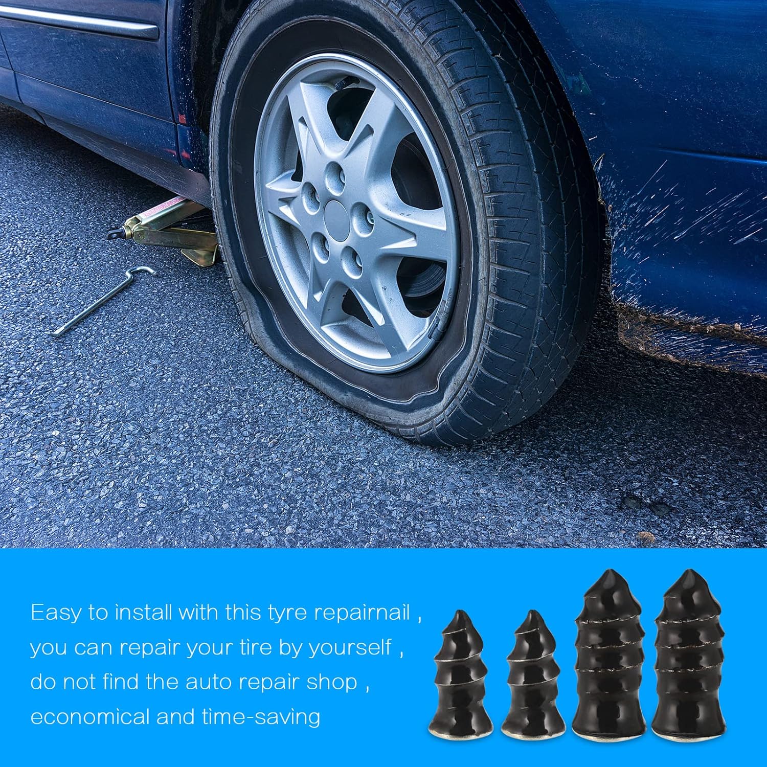 Detalle 1 de Zocipro 30pc Tyre Repair Kit with Rubber Nails and Screwdriver (15 S + 15 L)