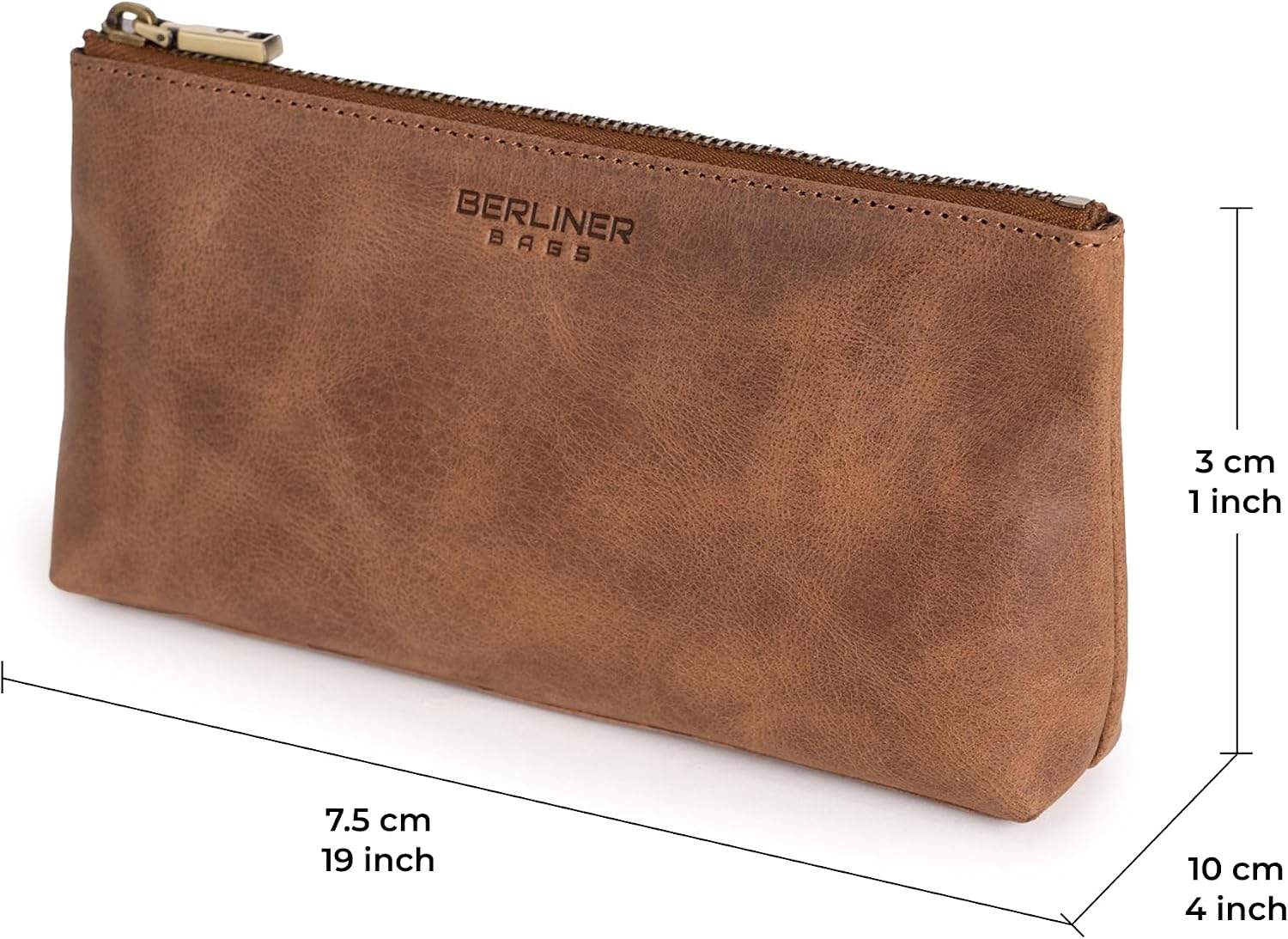 Thumbnail 6 de Berliner Bags Anna trousse de toilette en cuir véritable marron (19 x 10 x 3 cm)
