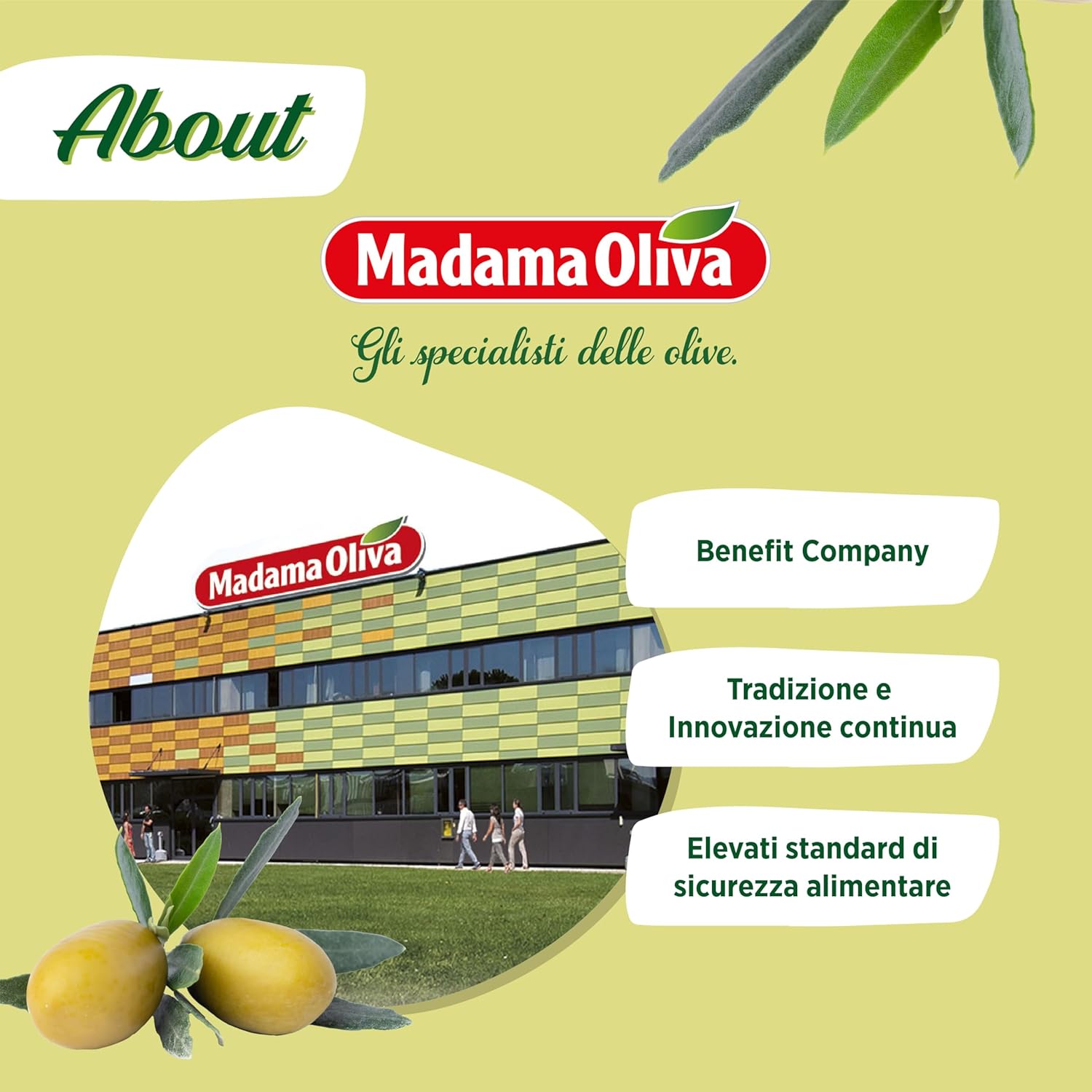 Detalle de MADAMA OLIVA Verdi Denocciolate Nocellara del Belice, 30 g – Box da 20 bustine
