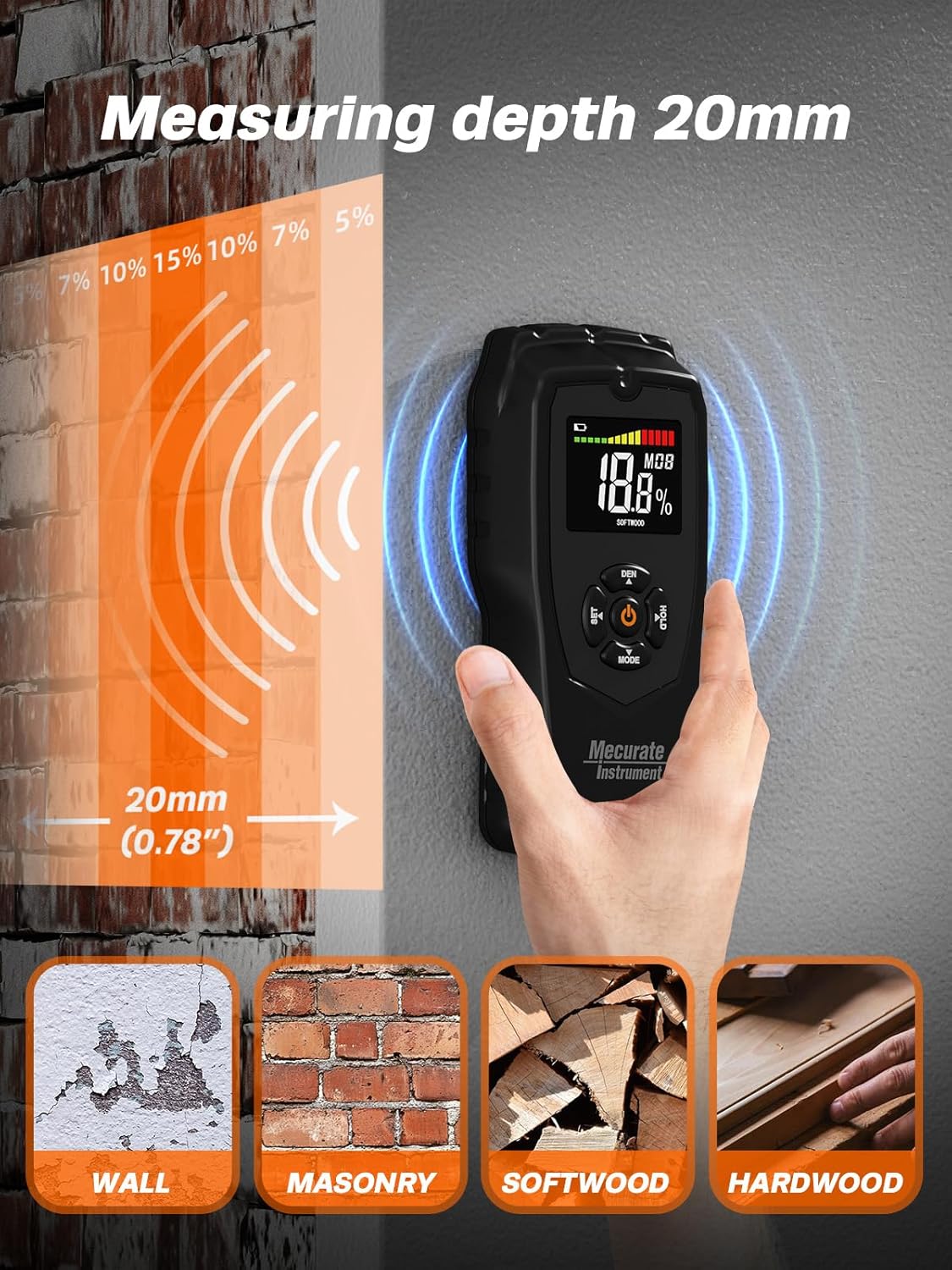 Thumbnail 1 de Pinless Moisture Meter 4-mode non-destructive detector