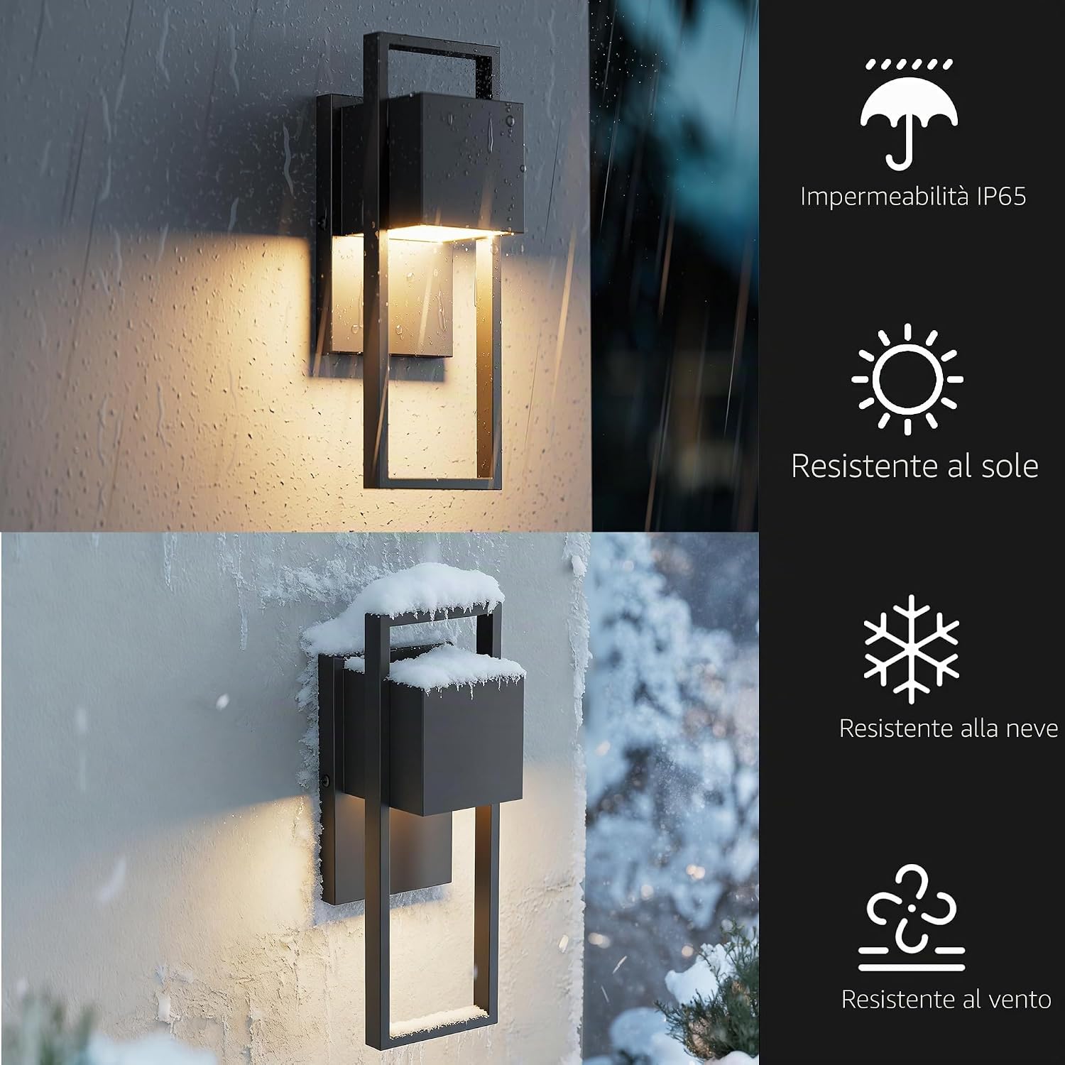 Thumbnail 6 de Aipsun: applique LED da esterno 16W in acciaio inox, 2 pezzi, 960 lm, IP65 – bianco caldo 3000K