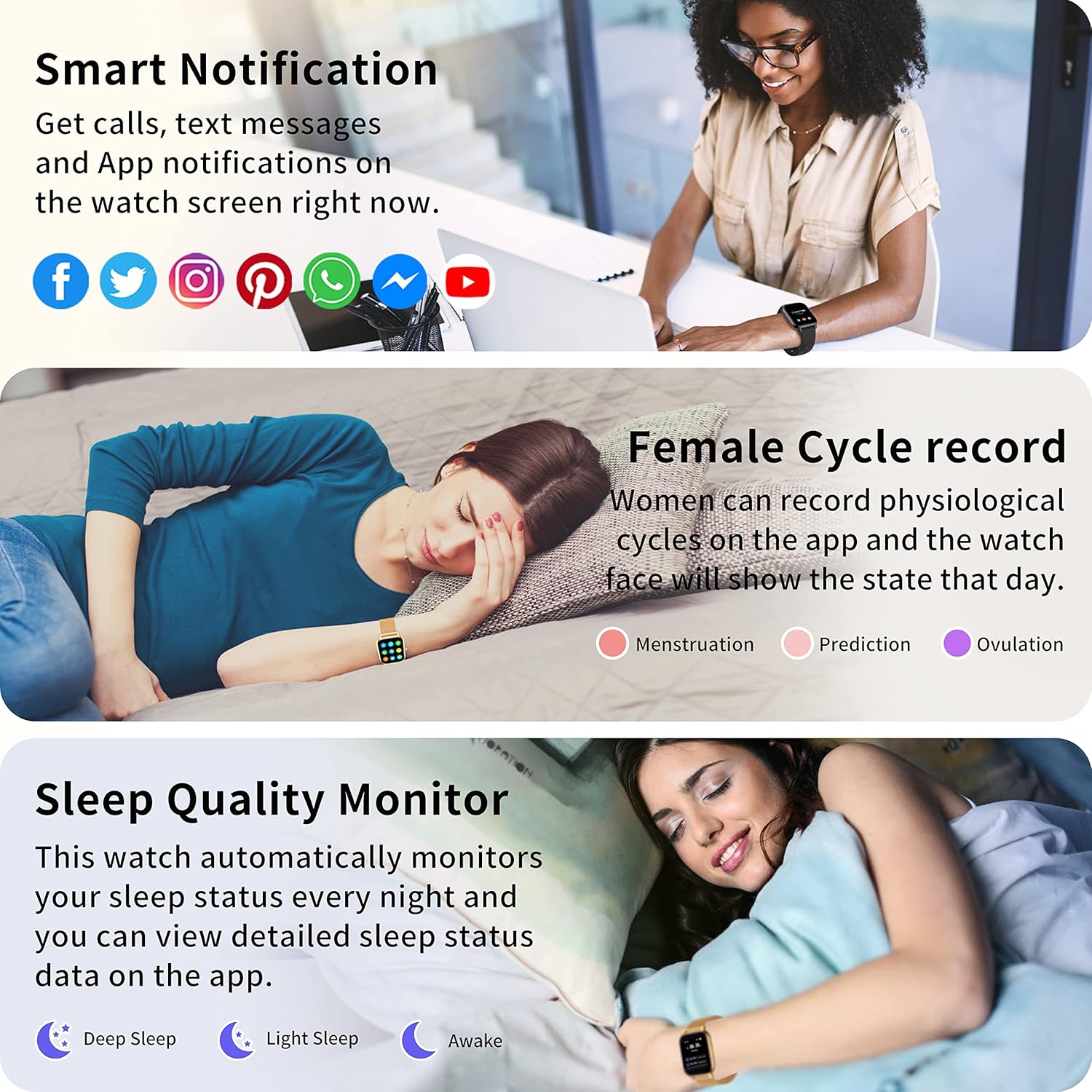 Thumbnail 4 de Popglory Smart Watch 44mm 1.85" with heart-rate monitor