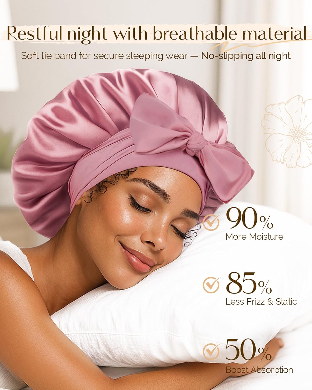 Thumbnail 1 de YANIBEST Satin Seide Haube – Double Layer Hair Bonnet für lockiges Naturhaar, verstellbares Bindeband