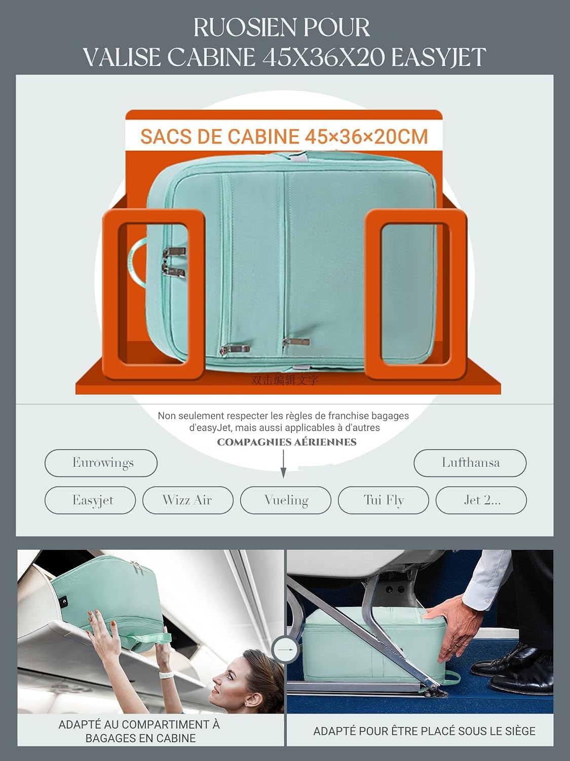 Detalle de Bagage cabine 45x36x20 pour EasyJet — sac à dos antivol