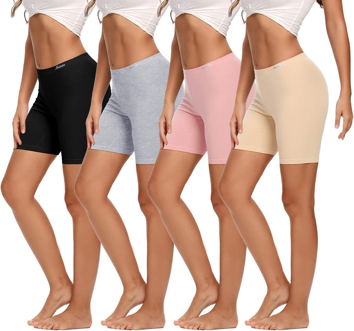 Molasus Women’s Cotton Boxer Shorts (8” Inseam) Anti-Chafing Bike Shorts — Regular & Plus Size