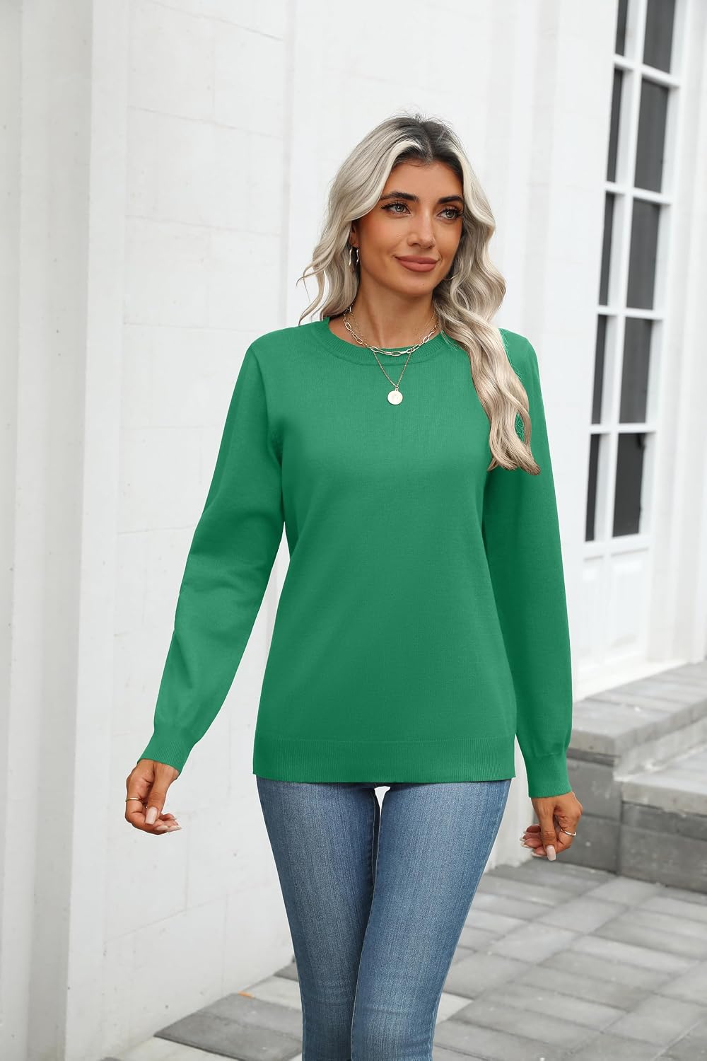 Detalle 2 de Zeagoo Women's Long-Sleeve Crew-Neck Pullover Sweater, Loose Dressy-Casual Style