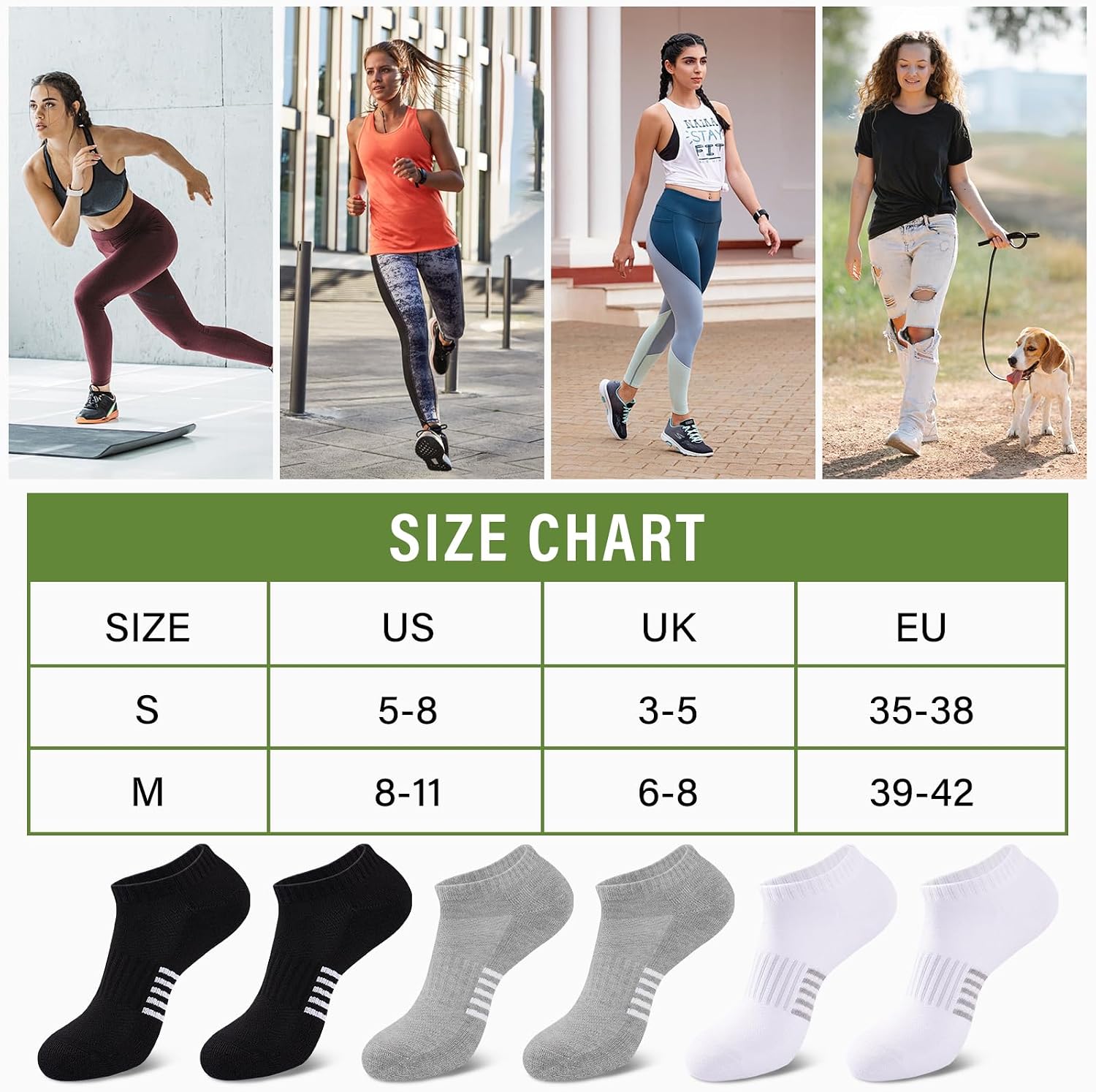 Thumbnail 6 de Effeeet Bamboo Trainer Socks Womens 6 Pairs – Breathable, Cushioned Ankle Socks for Active Women