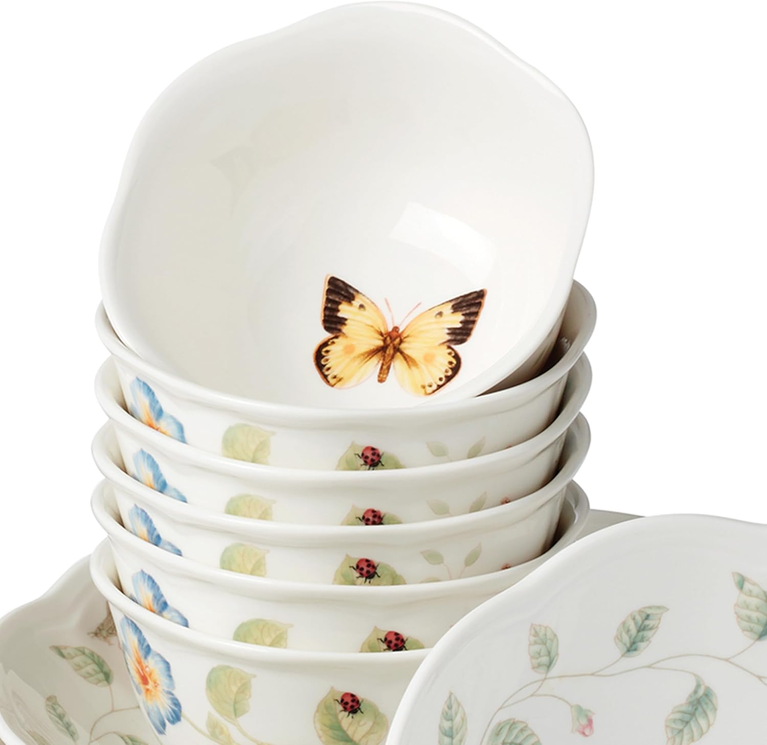 Detalle 2 de Lenox Butterfly Meadow 24-Piece Bowl Set for 6 — Elegant Porcelain, Microwave & Dishwasher Safe