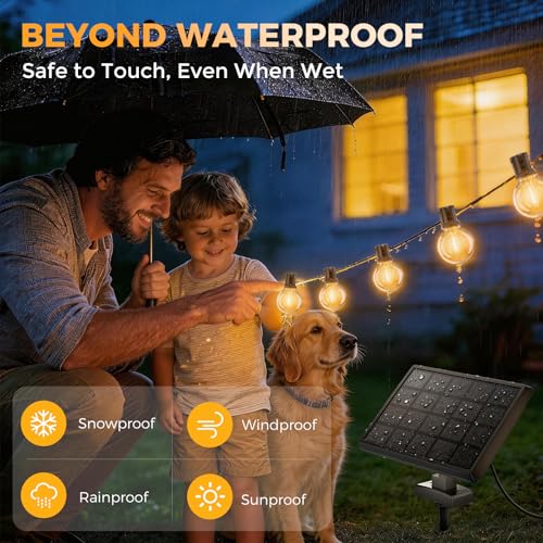 Thumbnail 9 de VenzBlomia Solar Festoon Lights Outdoor 16.3M/53.5FT with Remote – G40 LED, USB Backup